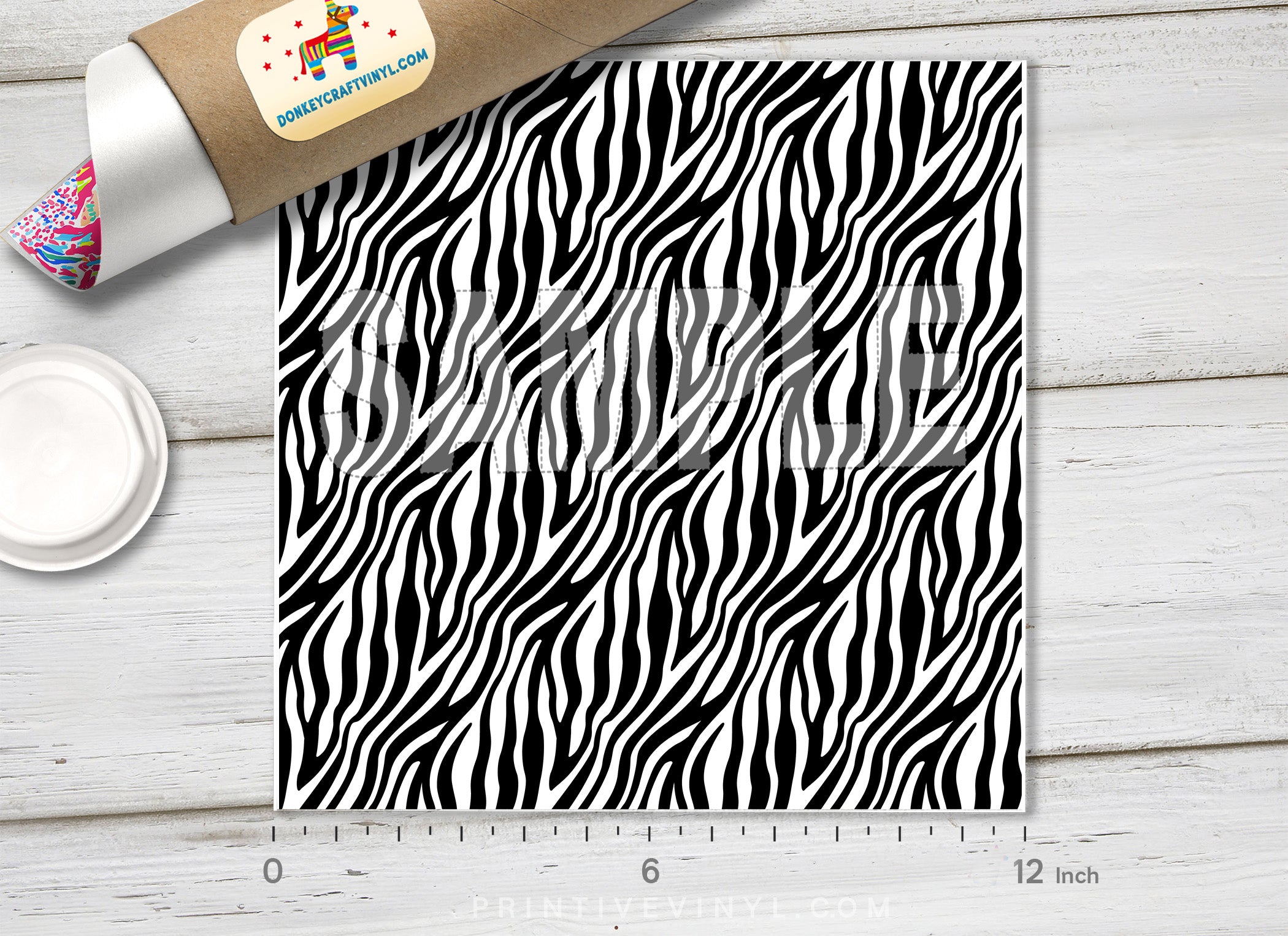 Black and White Zebra Printed Faux Leather 034