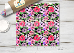 Watercolor Flowers and Zebra Patterned HTV 062