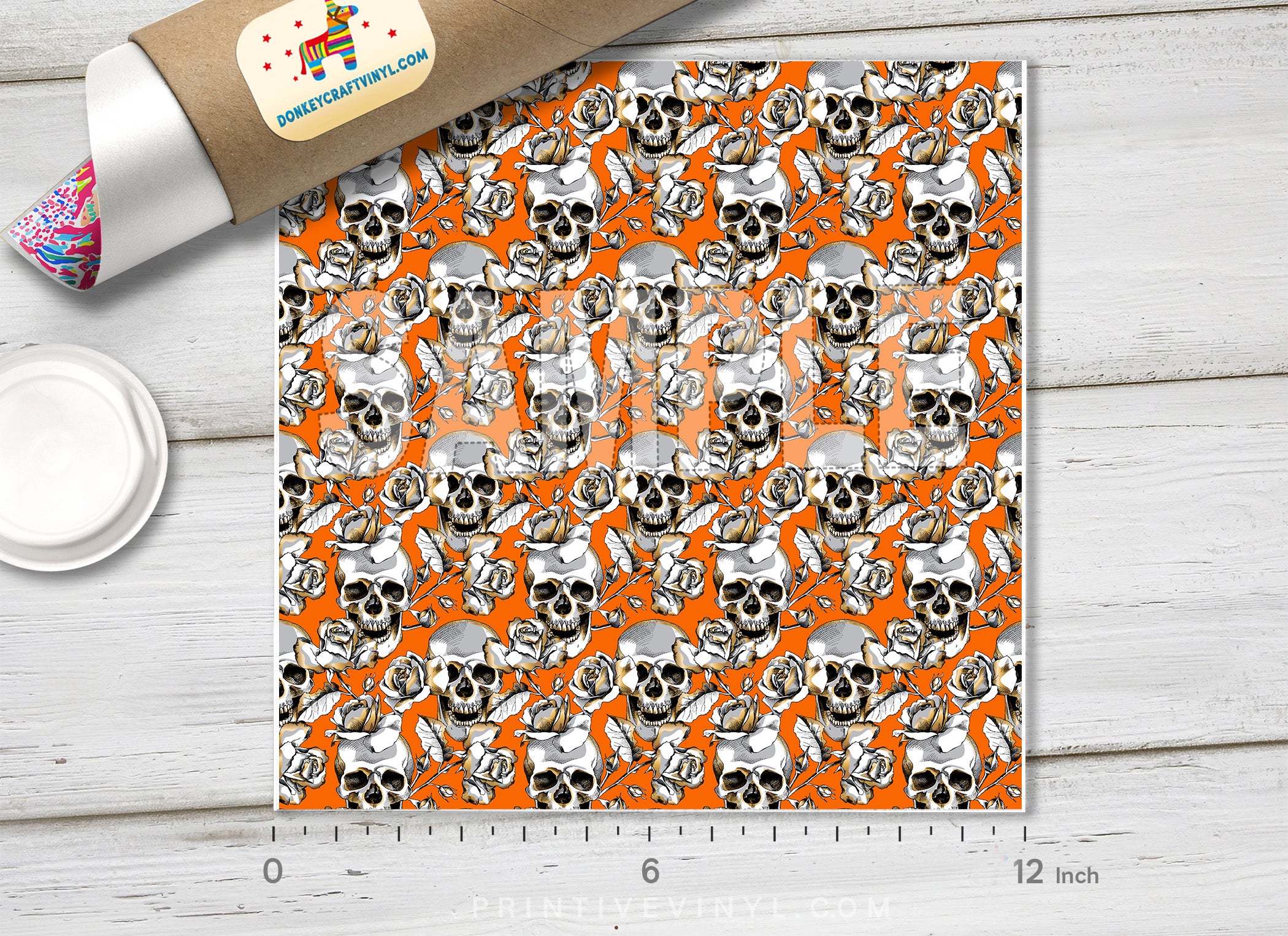 Halloween skull Patterned Adhesive Vinyl 729