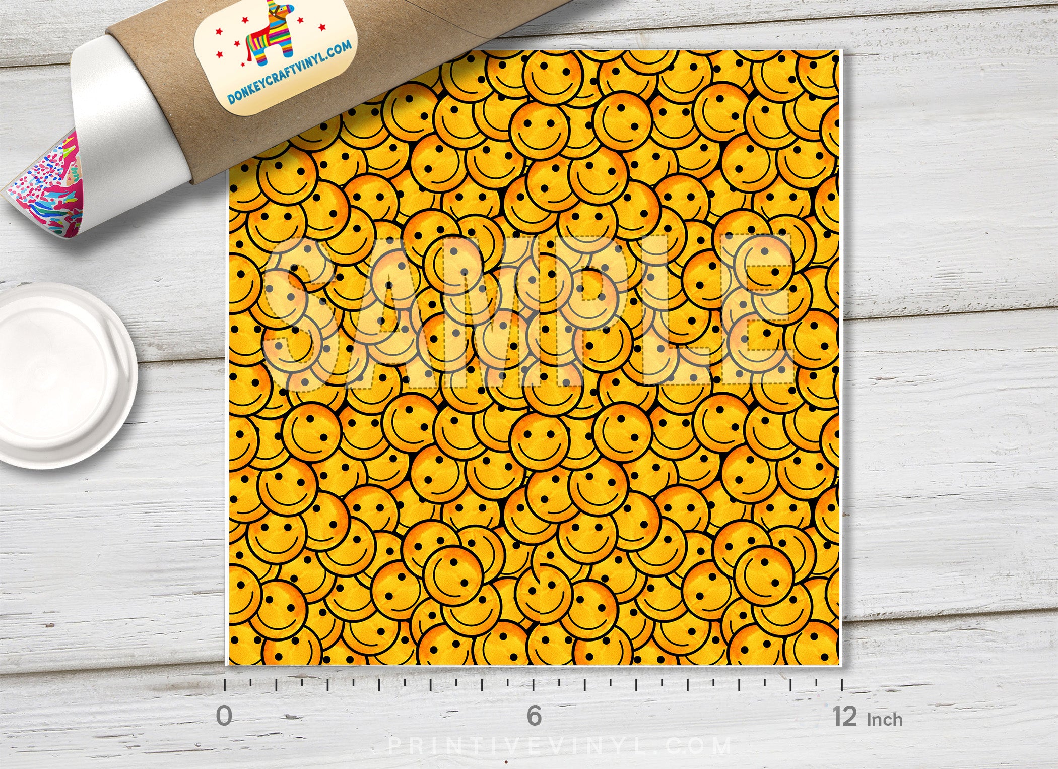 Smile Face Emoji Printed Faux Leather 033