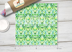 Green Ikat Printed Faux Leather 028