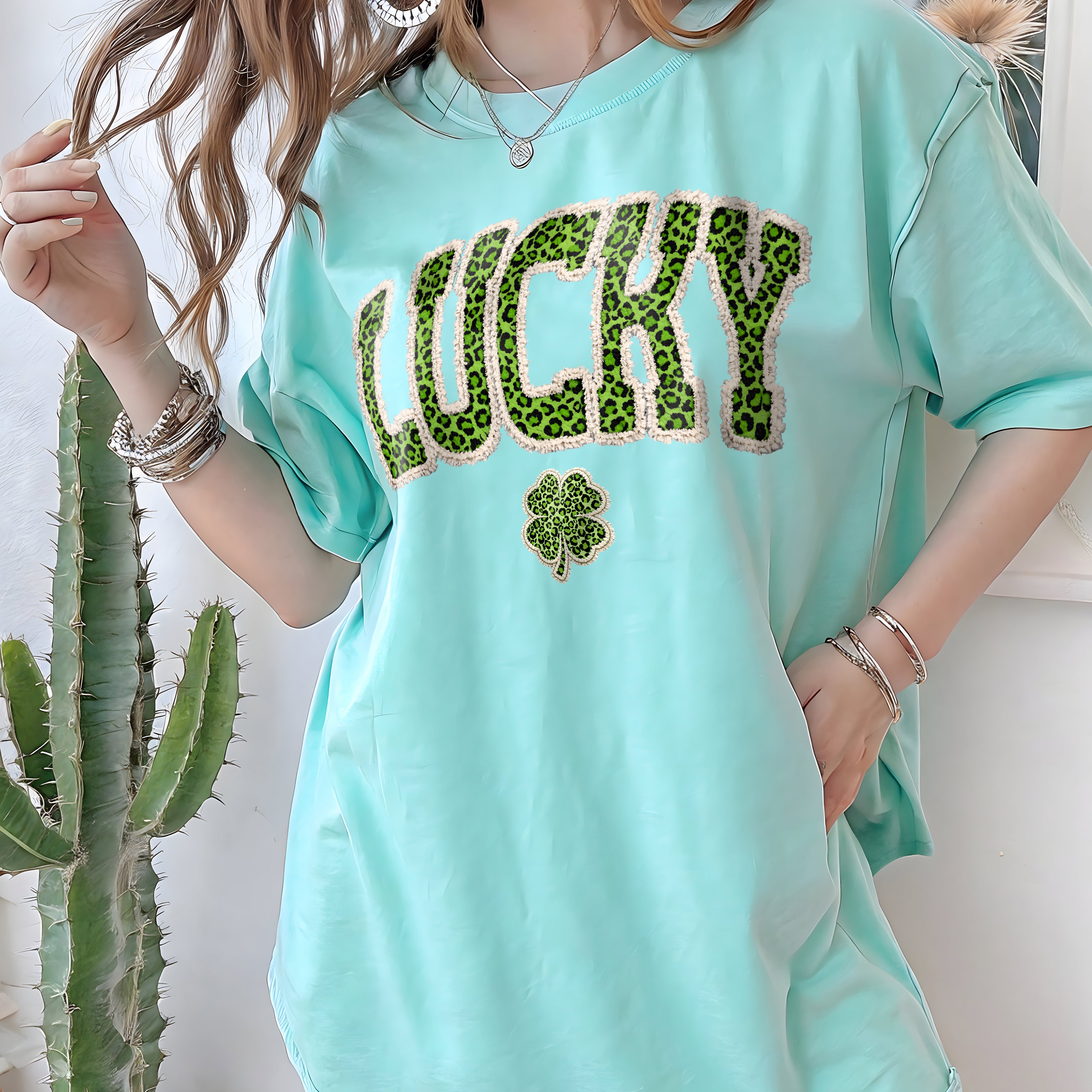 Lucky Green Leopard Print DTF Transfer, Ready to Press DTF676