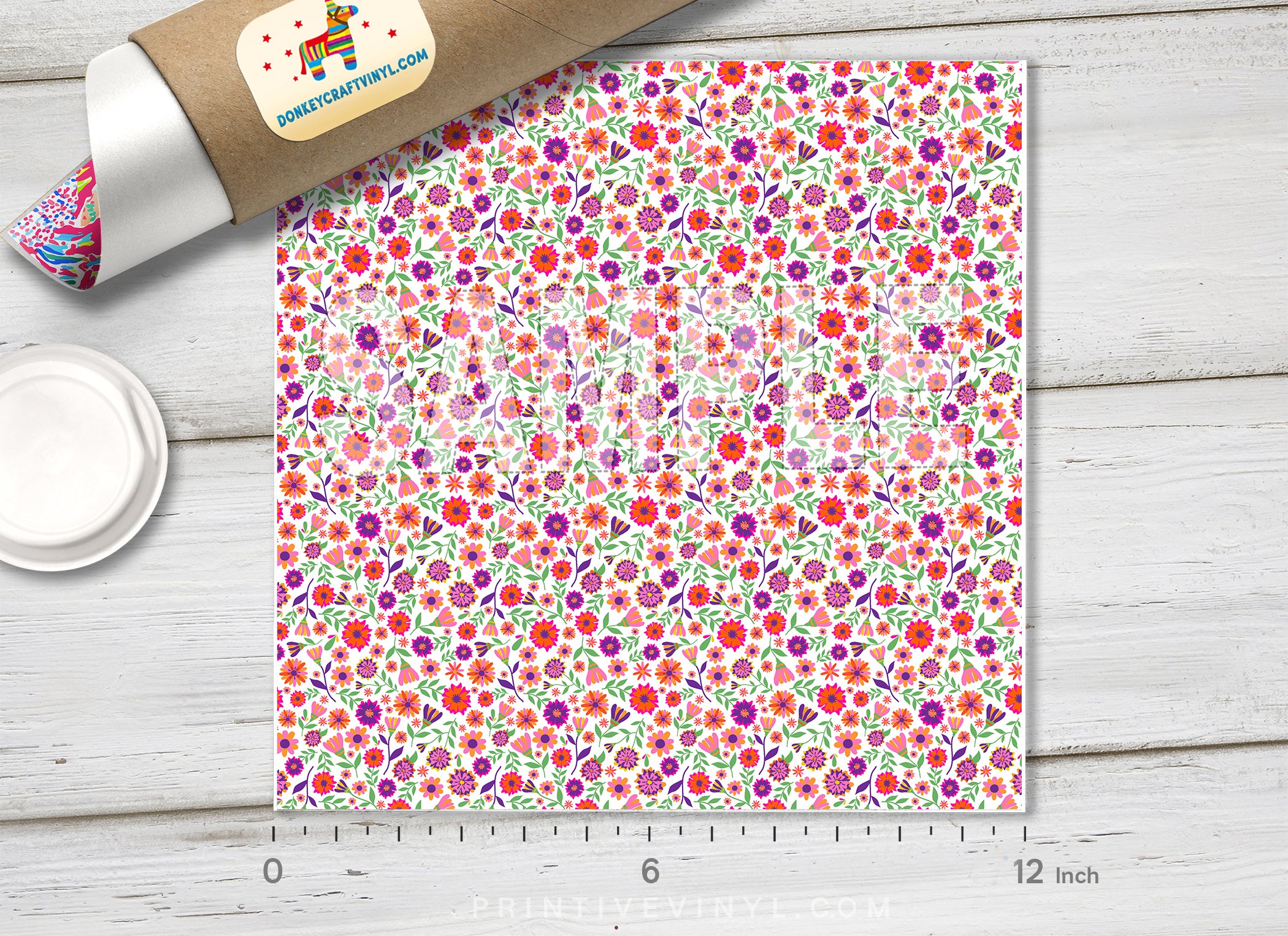 Vibrant Summer Floral Adhesive Vinyl 1503 - Donkey Craft Vinyl