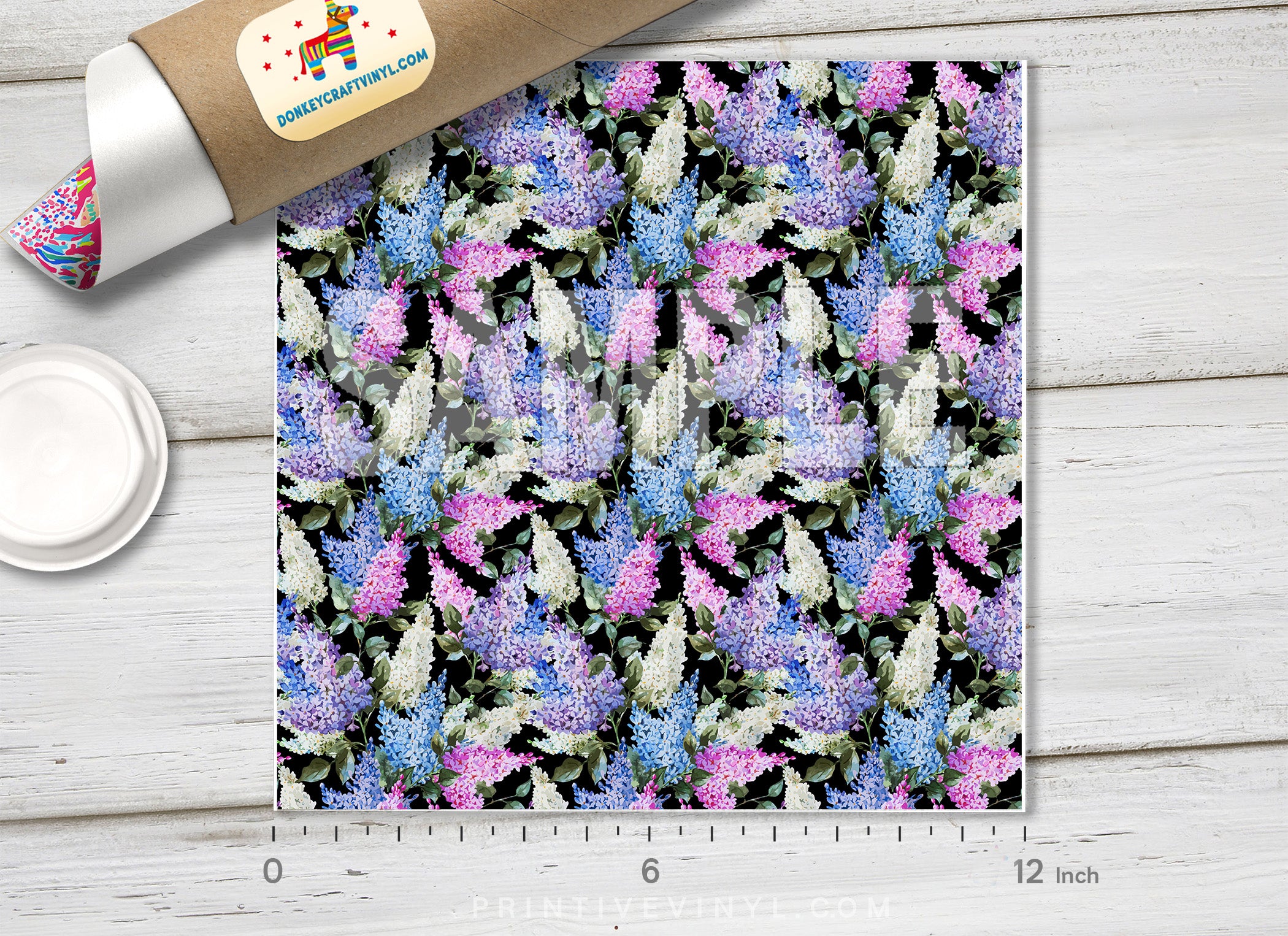 Lilac Flower Pattern Adhesive Vinyl 669