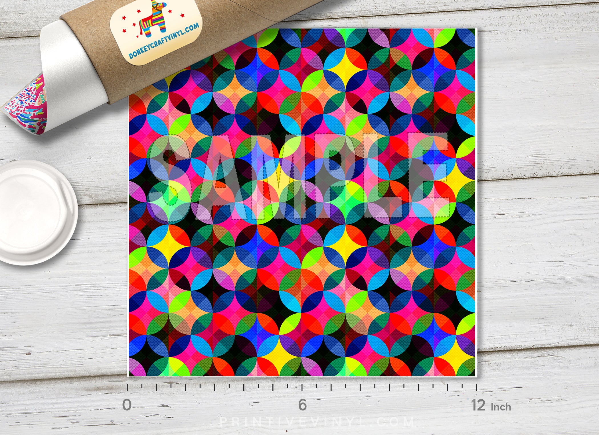 Vibrant Geometric Circles Adhesive Vinyl 1356 - Donkey Craft Vinyl