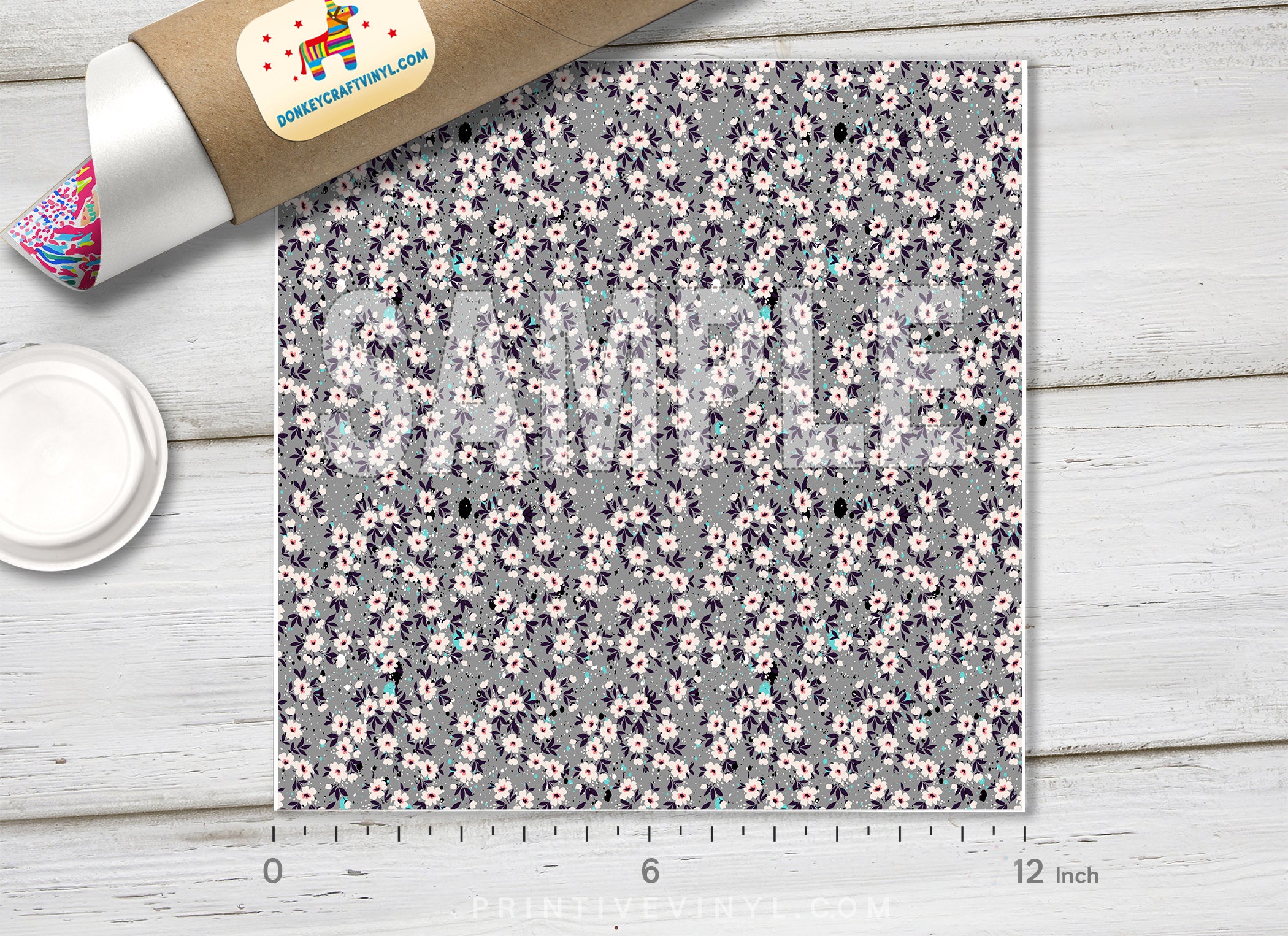 Dainty Floral Adhesive Vinyl 1495 - Donkey Craft Vinyl