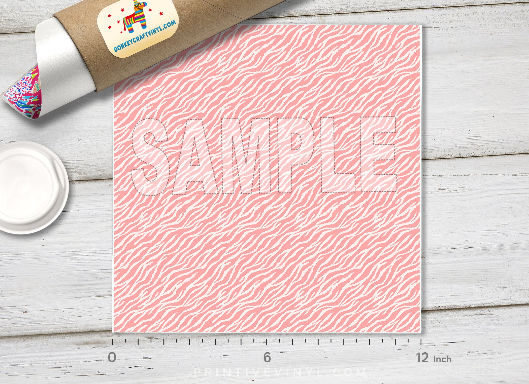 Pastel Pink Zebra Adhesive Vinyl 1447 - Donkey Craft Vinyl