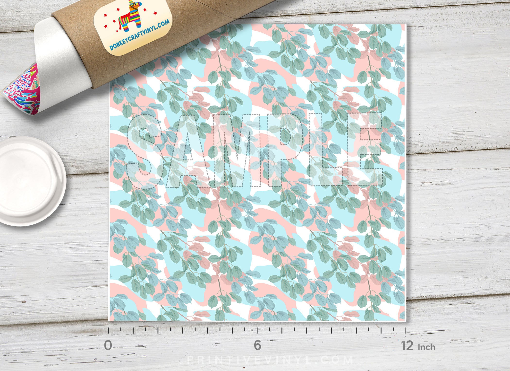 Pastel Botanical Leaf Pattern HTV 1546