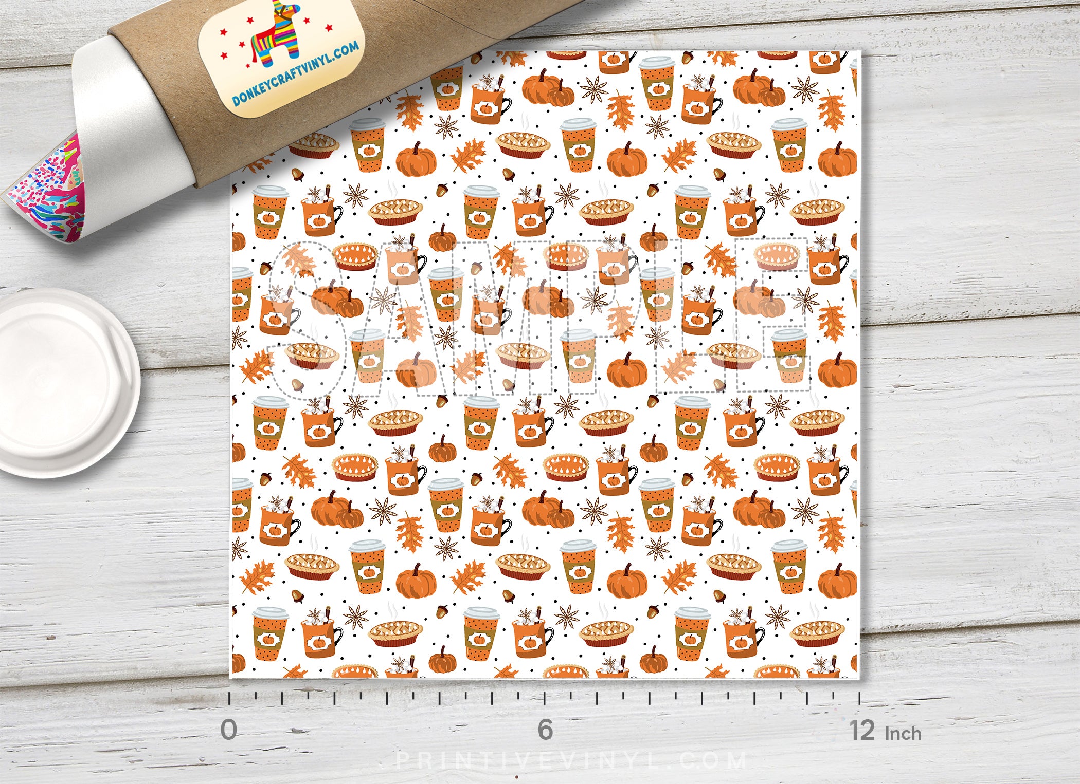 Spice Pumpkin Latte Patterned HTV H046