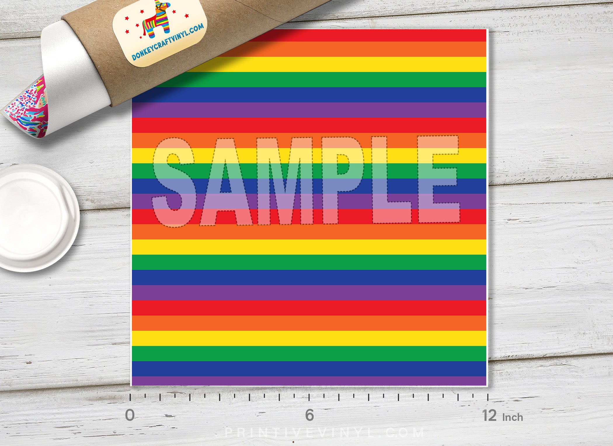Rainbow Stripes Patterned Adhesive Vinyl 904