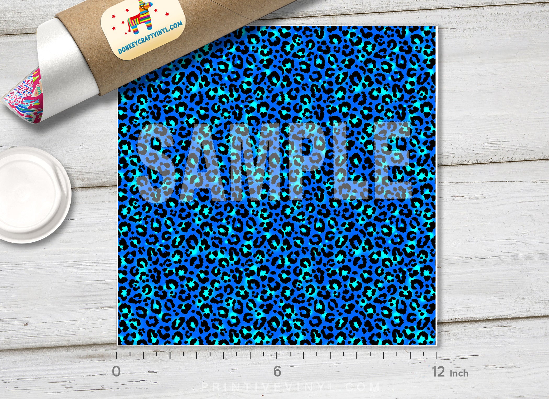 Blue Leopard Pattern Adhesive Vinyl 943