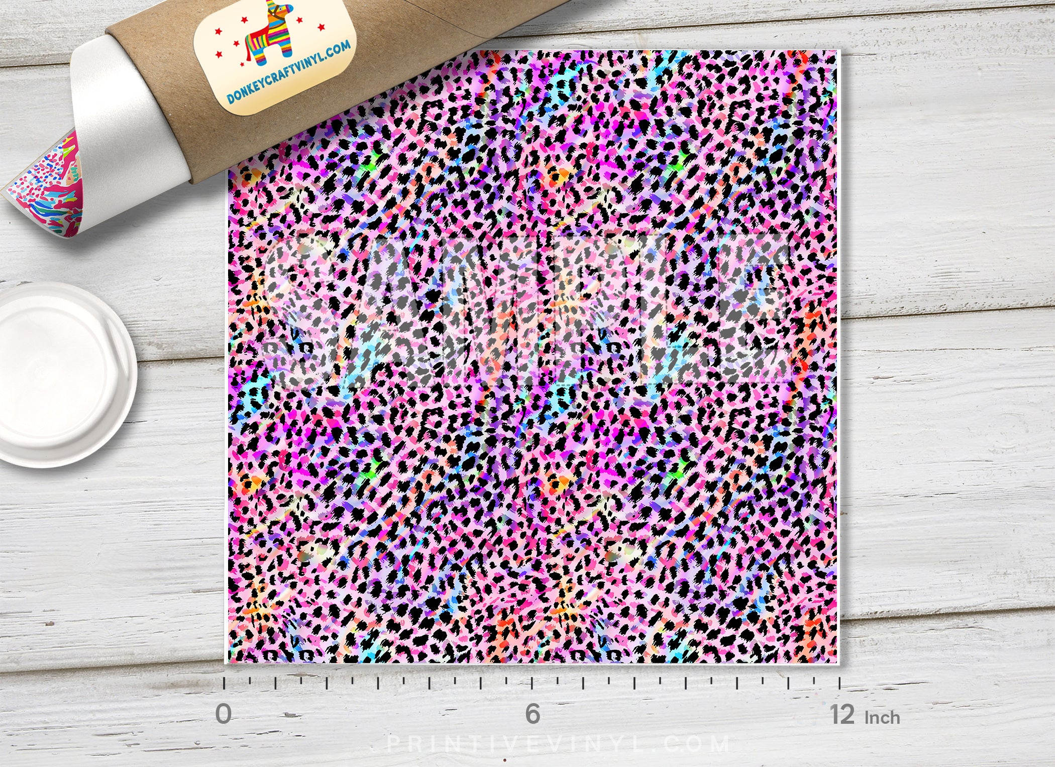 Rainbow Leopard Print Adhesive Vinyl 1415 - Donkey Craft Vinyl