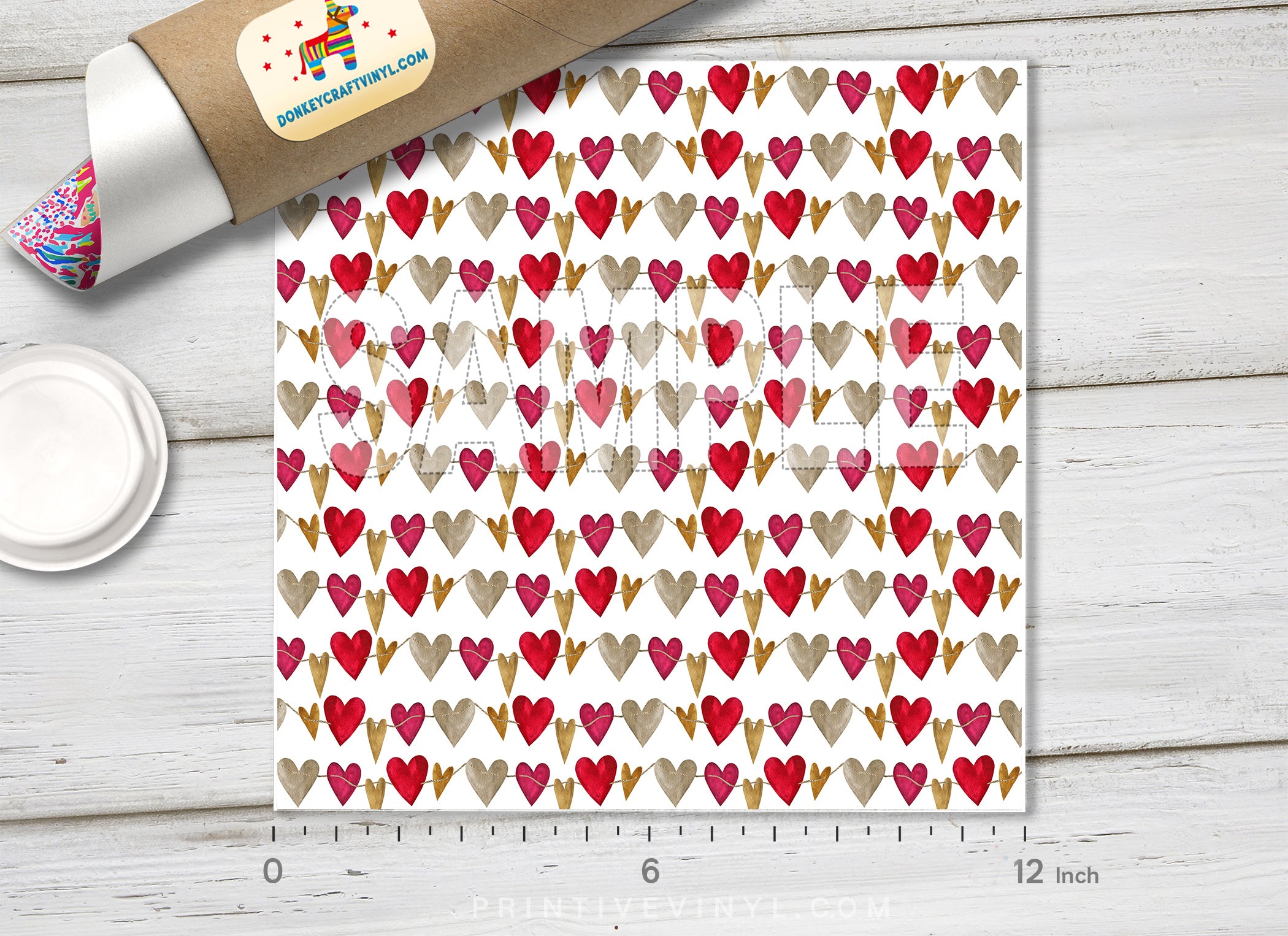 Heart Garland Print Pattern Adhesive Vinyl 1568