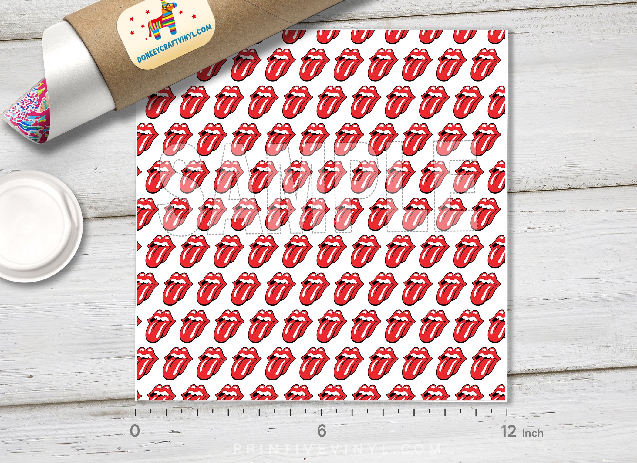 Retro Rock Lips and Tongue Pattern HTV 1519