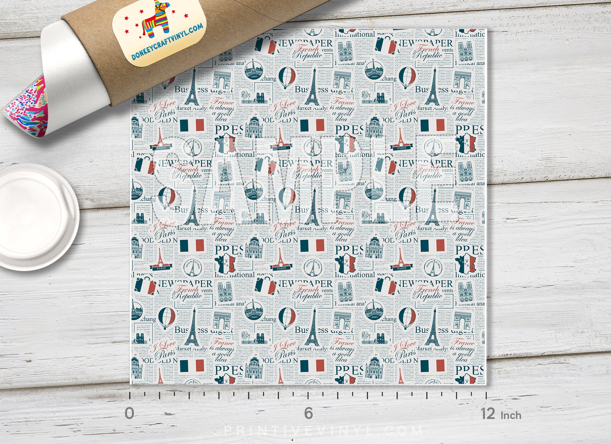 Vintage Paris Newspaper Pattern Adhesive Vinyl 1560