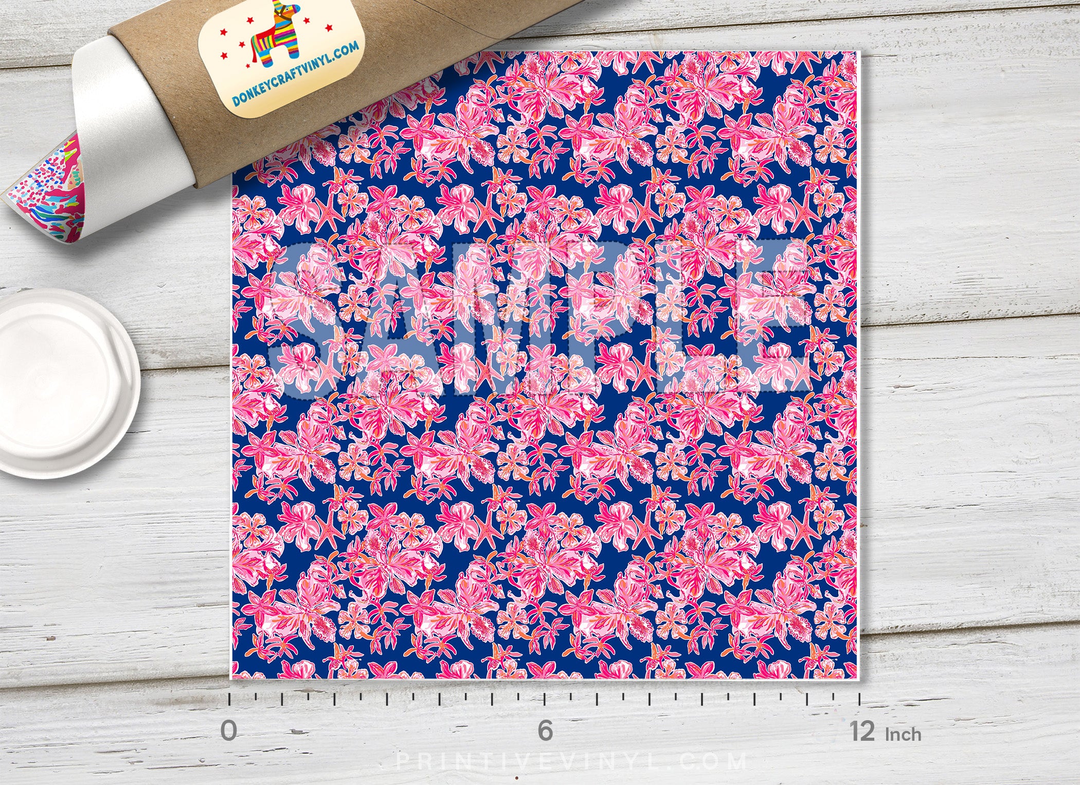 Lilly Inspired Bright Navy Via Sunny Pattern Adhesive Vinyl L076