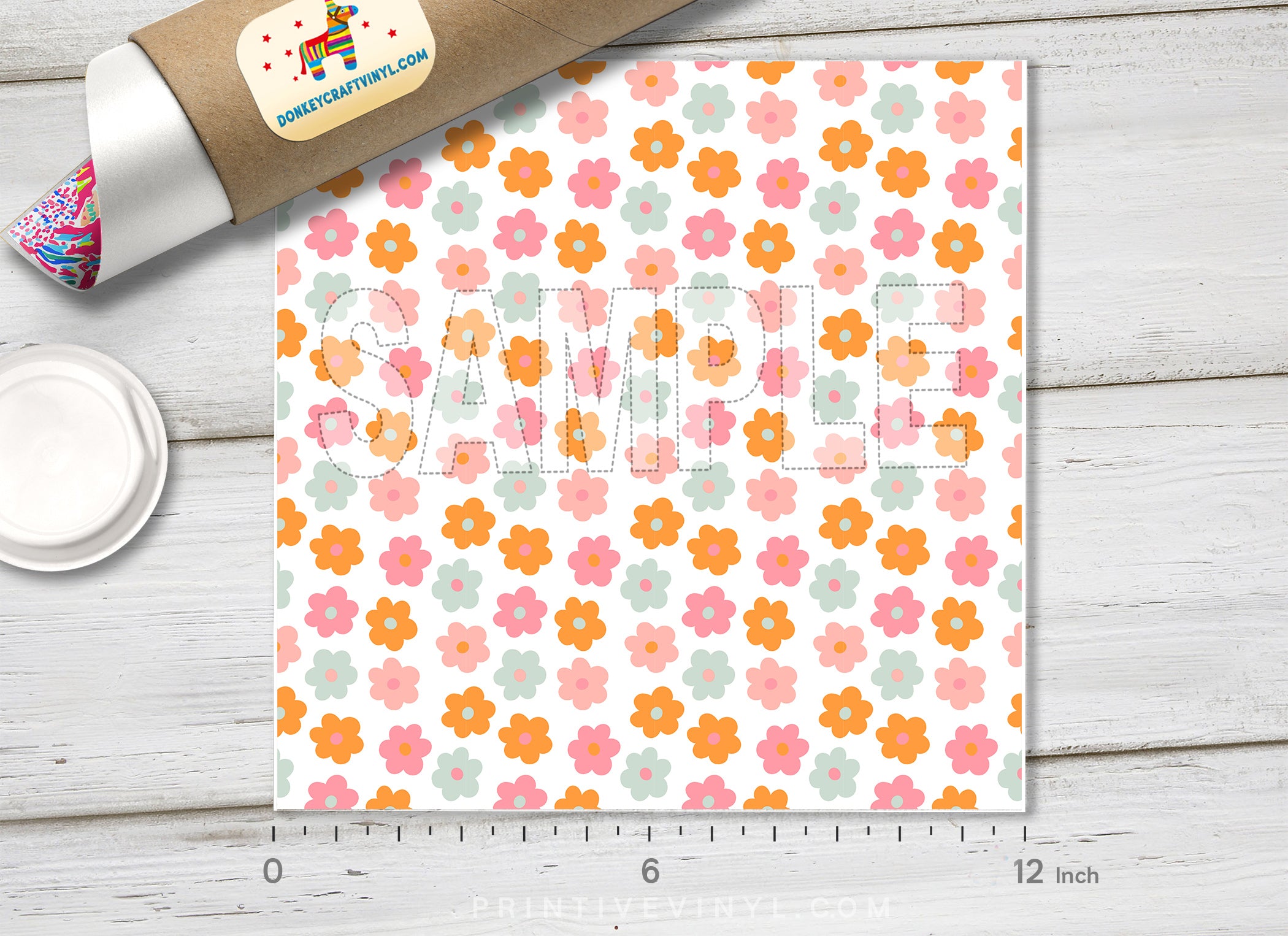 Retro Pastel Floral Adhesive Vinyl 1603