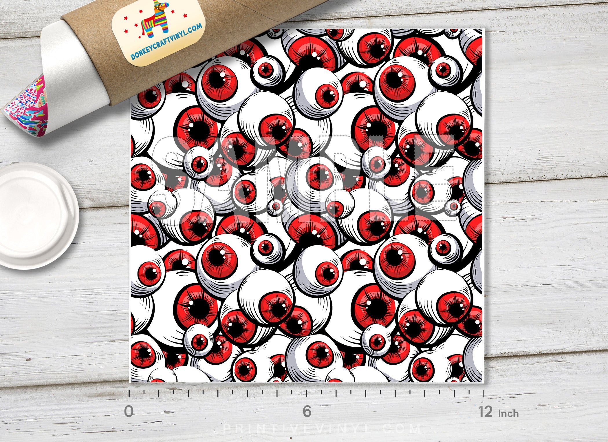 Vampire Red Eyes Patterned Adhesive Vinyl H064