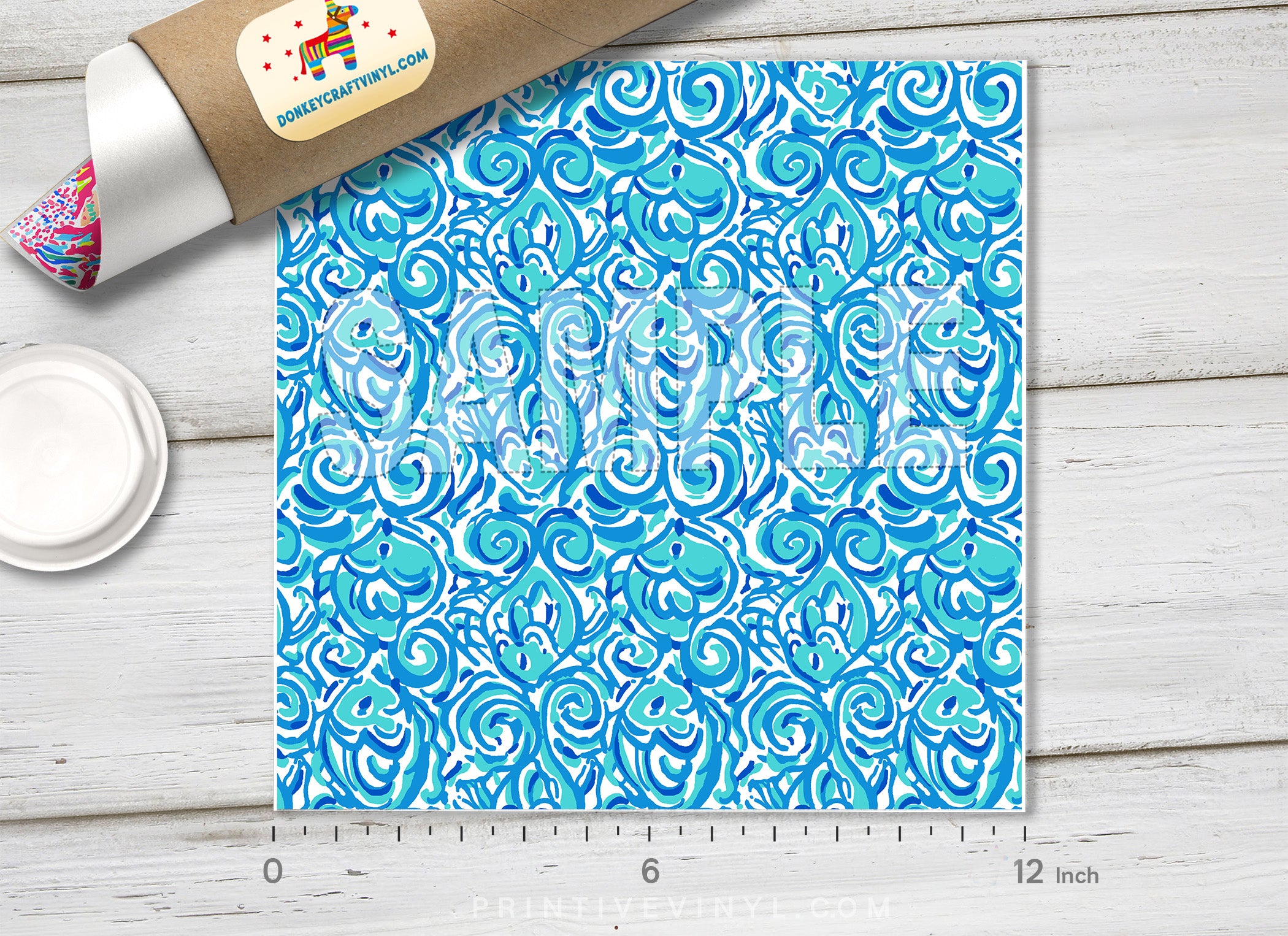 Lilly Inspired Blue Underwater Pattern Adhesive Vinyl L051