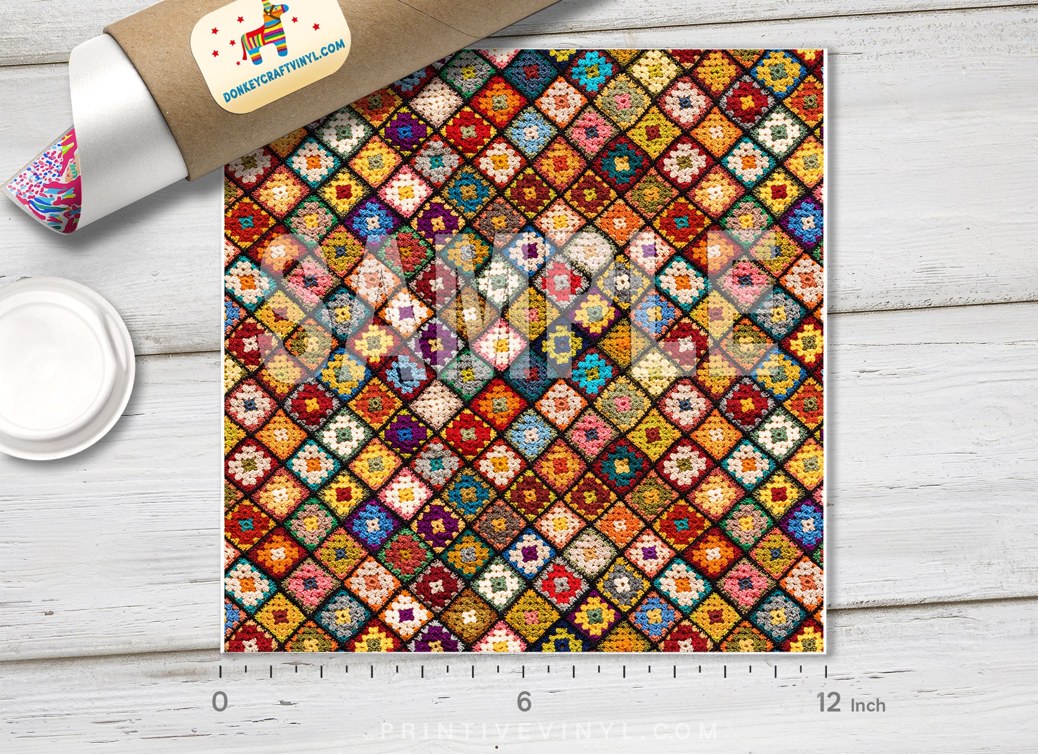 Granny Square Crochet HTV 1490 - Donkey Craft Vinyl