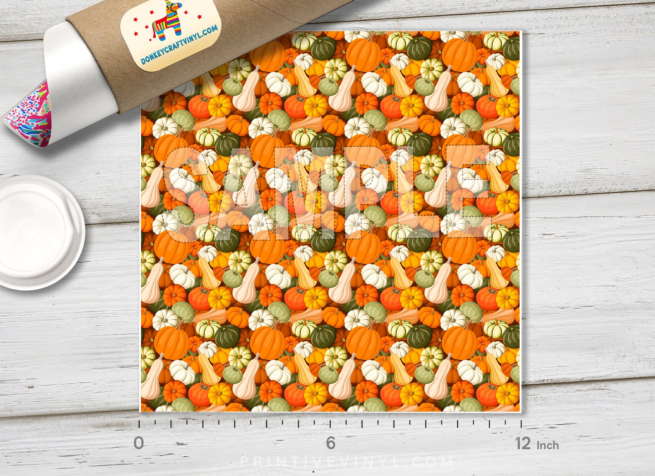 Fall Pumpkin Patch Pattern Adhesive Vinyl 1550