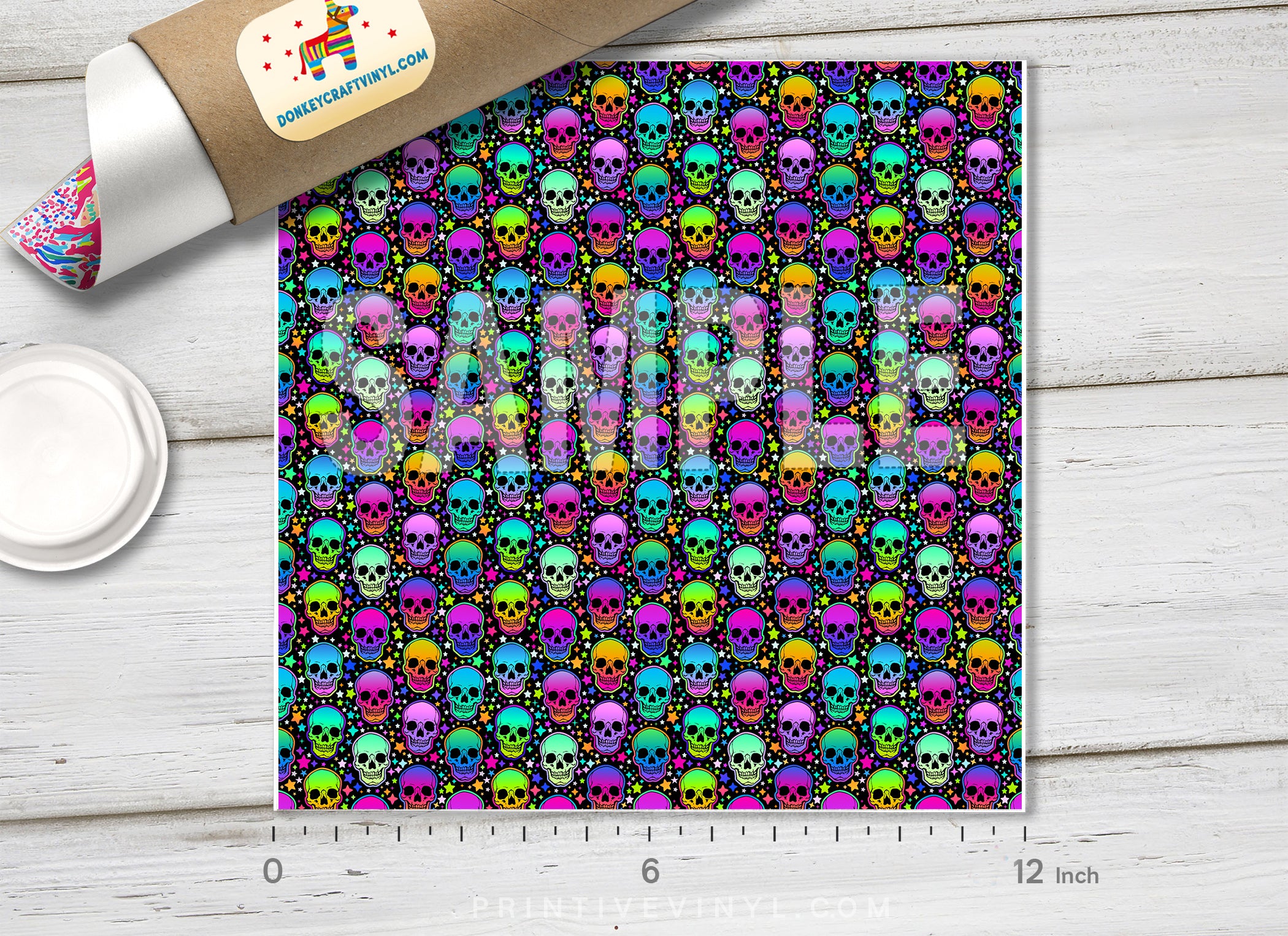 Skulls and Stars Adhesive Vinyl 1498 - Donkey Craft Vinyl