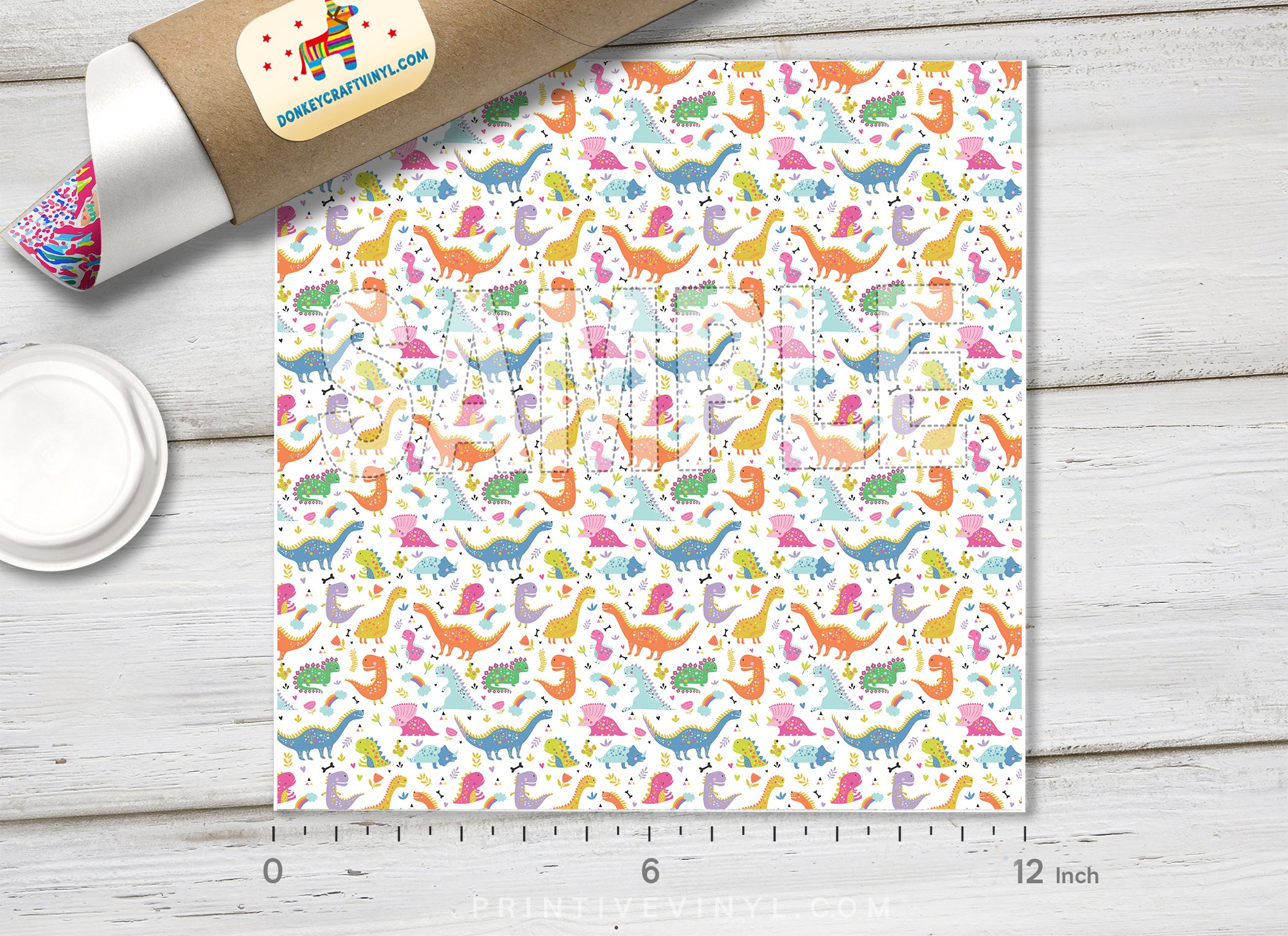 Cute Colorful Dinosaur Adhesive Vinyl 1541