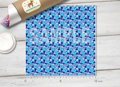 Blue Hawaiian Flower Patterned Adhesive Vinyl 881