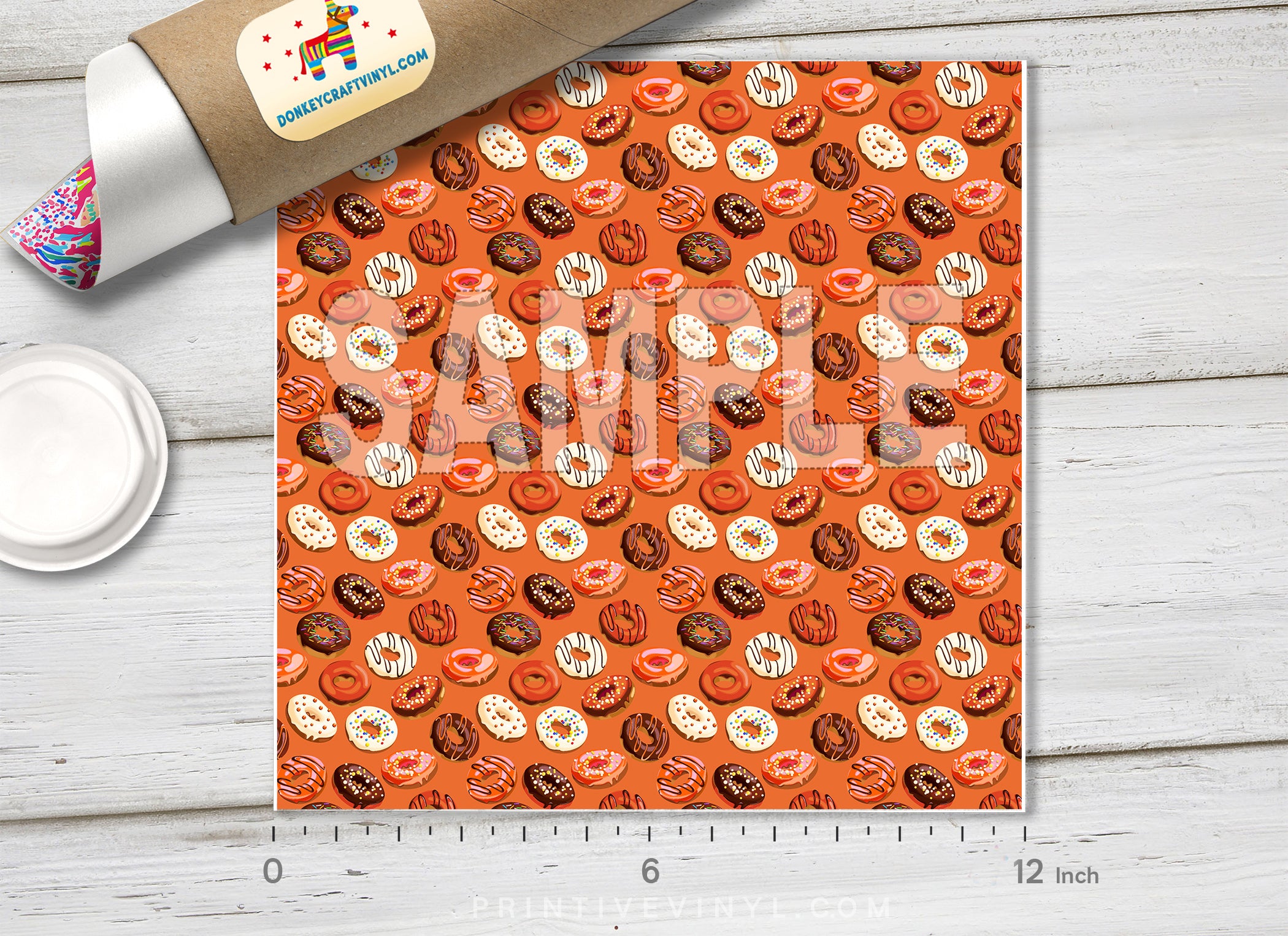 Pumpkin Donut Patterned Adhesive Vinyl H035