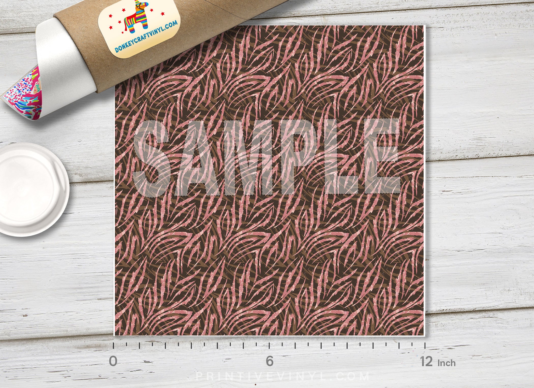 Pink and Brown Animal Print Adhesive Vinyl 1532
