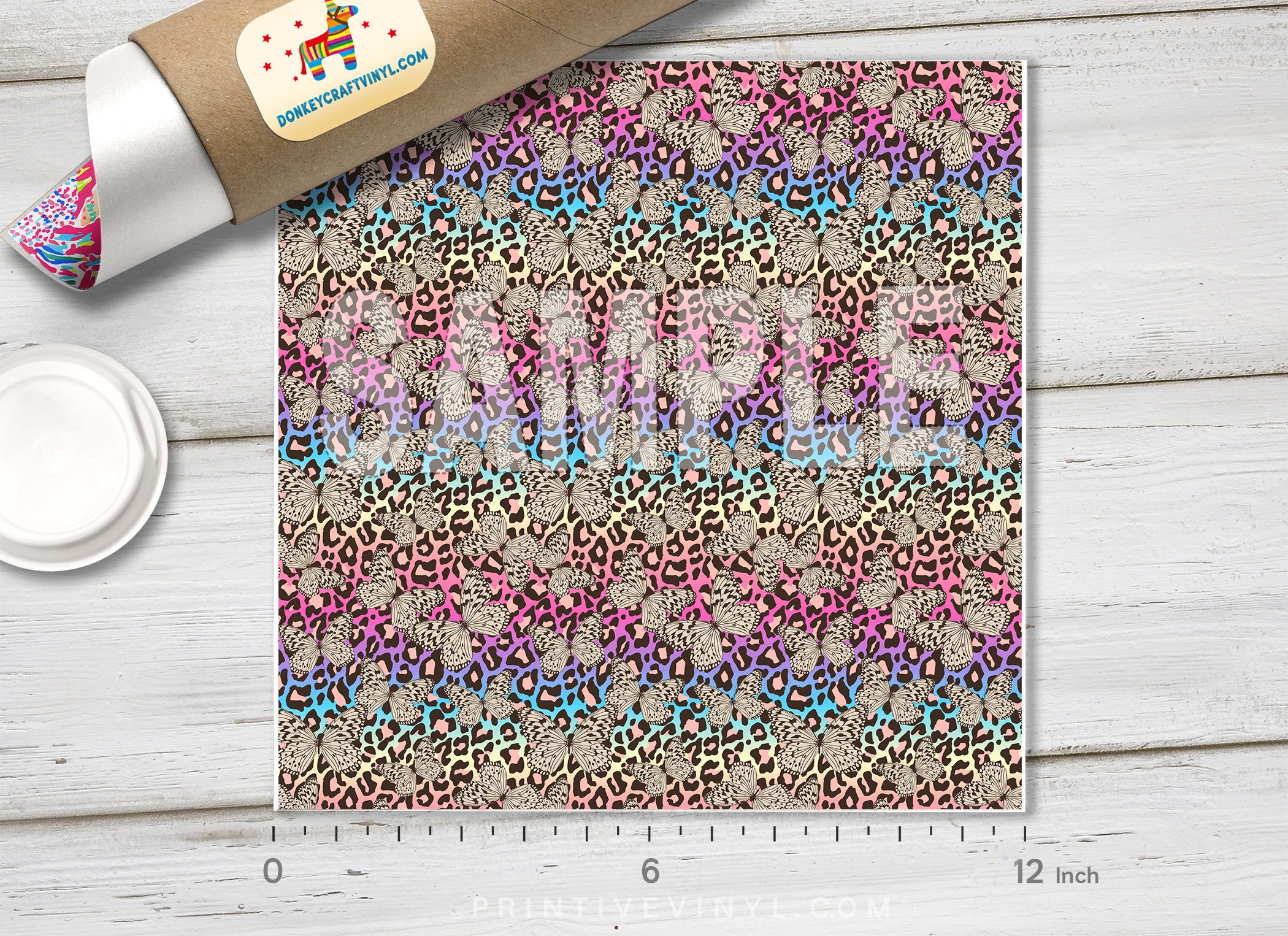 Rainbow Leopard Adhesive Vinyl 1312 - Donkey Craft Vinyl