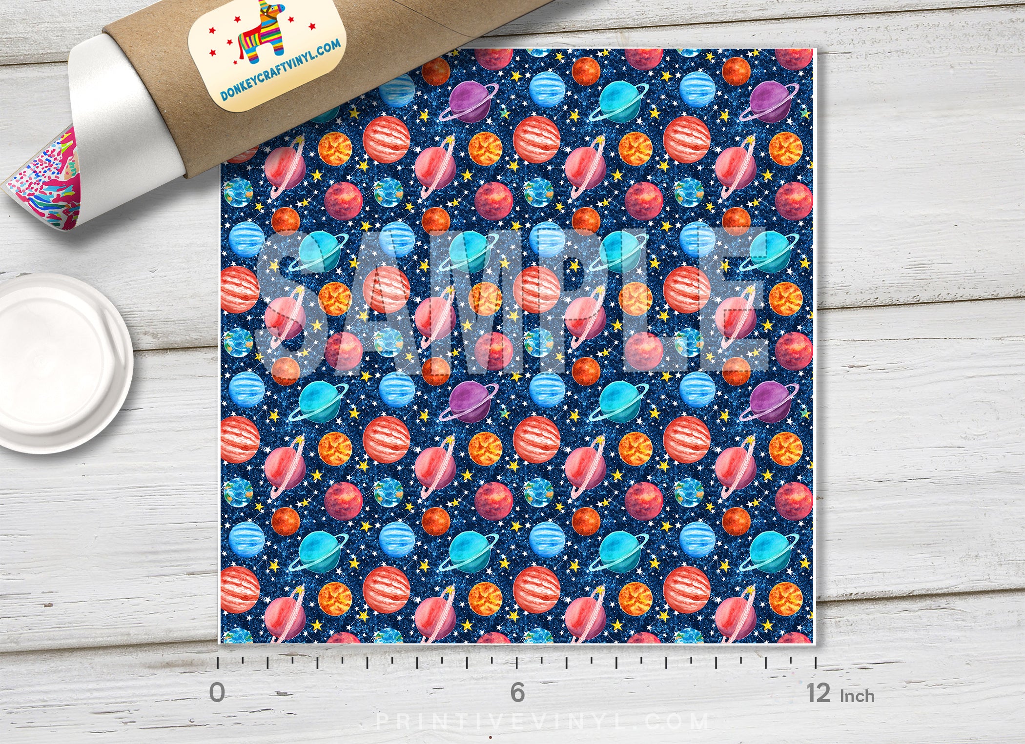 Watercolor Outer Space Planet Adhesive Vinyl 1534