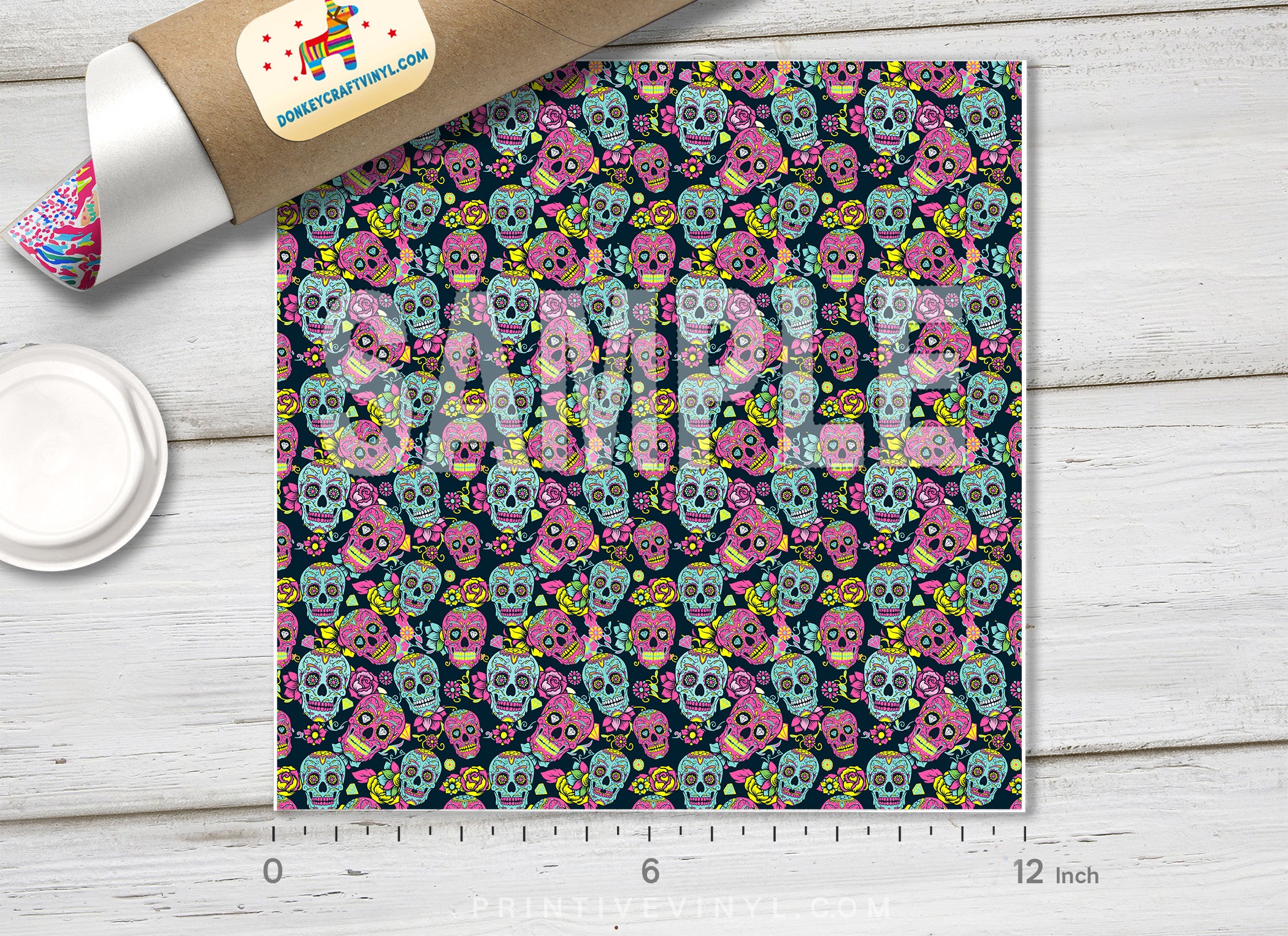 Sugar Skull Patterned Adhesive Vinyl H010