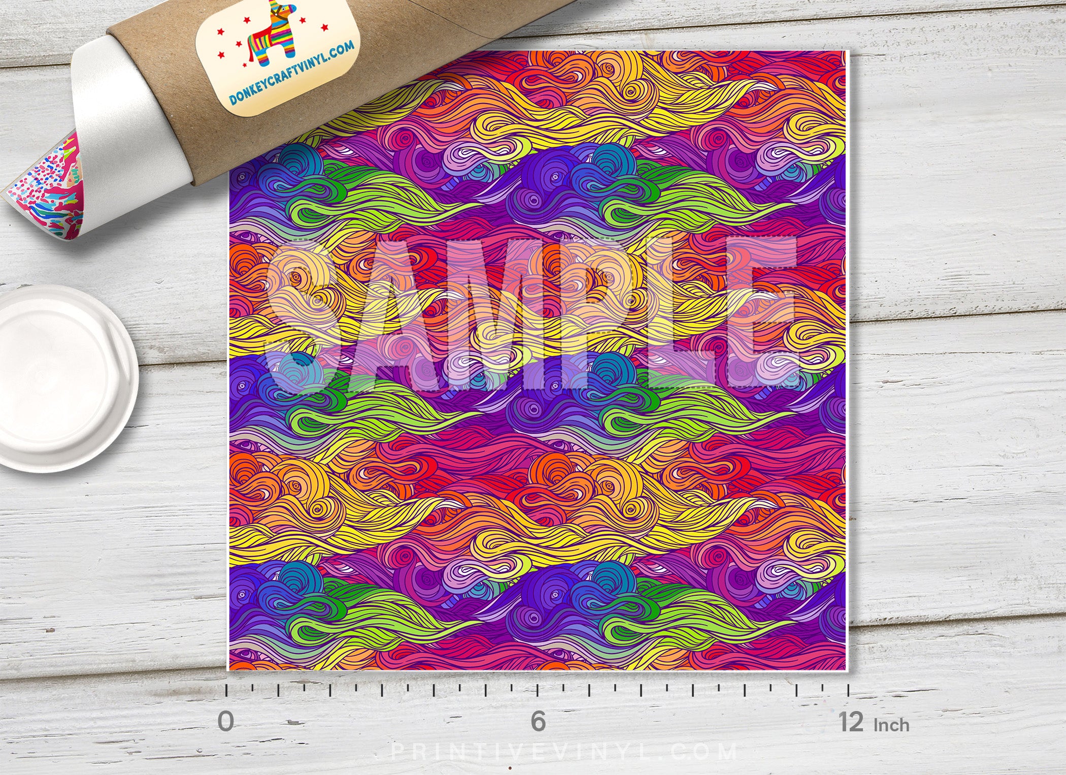 Rainbow Waves And Clouds Pattern Adhesive Vinyl 609