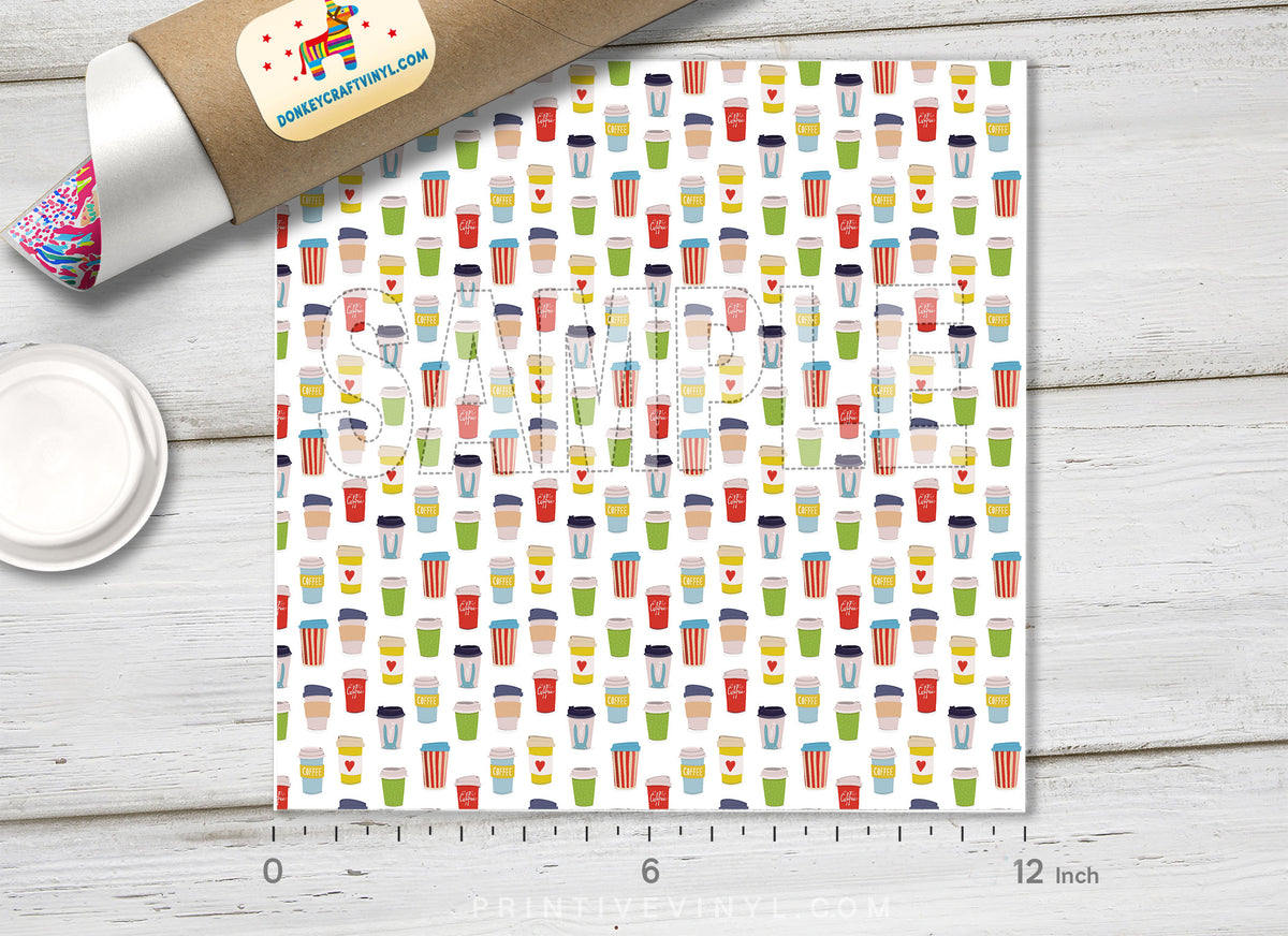 Coffee Cups Adhesive Vinyl 1101 - Donkey Craft Vinyl