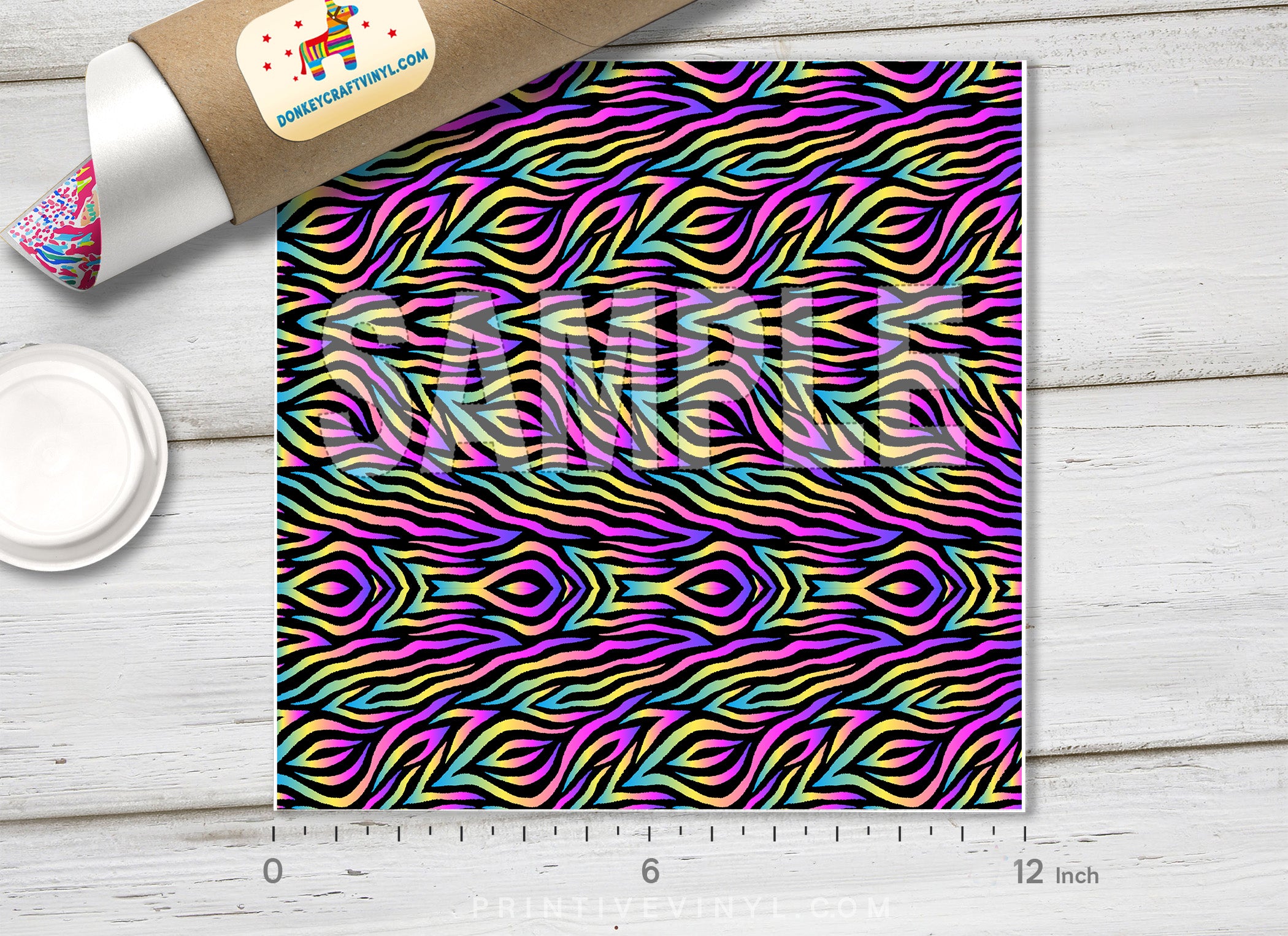 Rainbow Zebra Adhesive Vinyl 1045