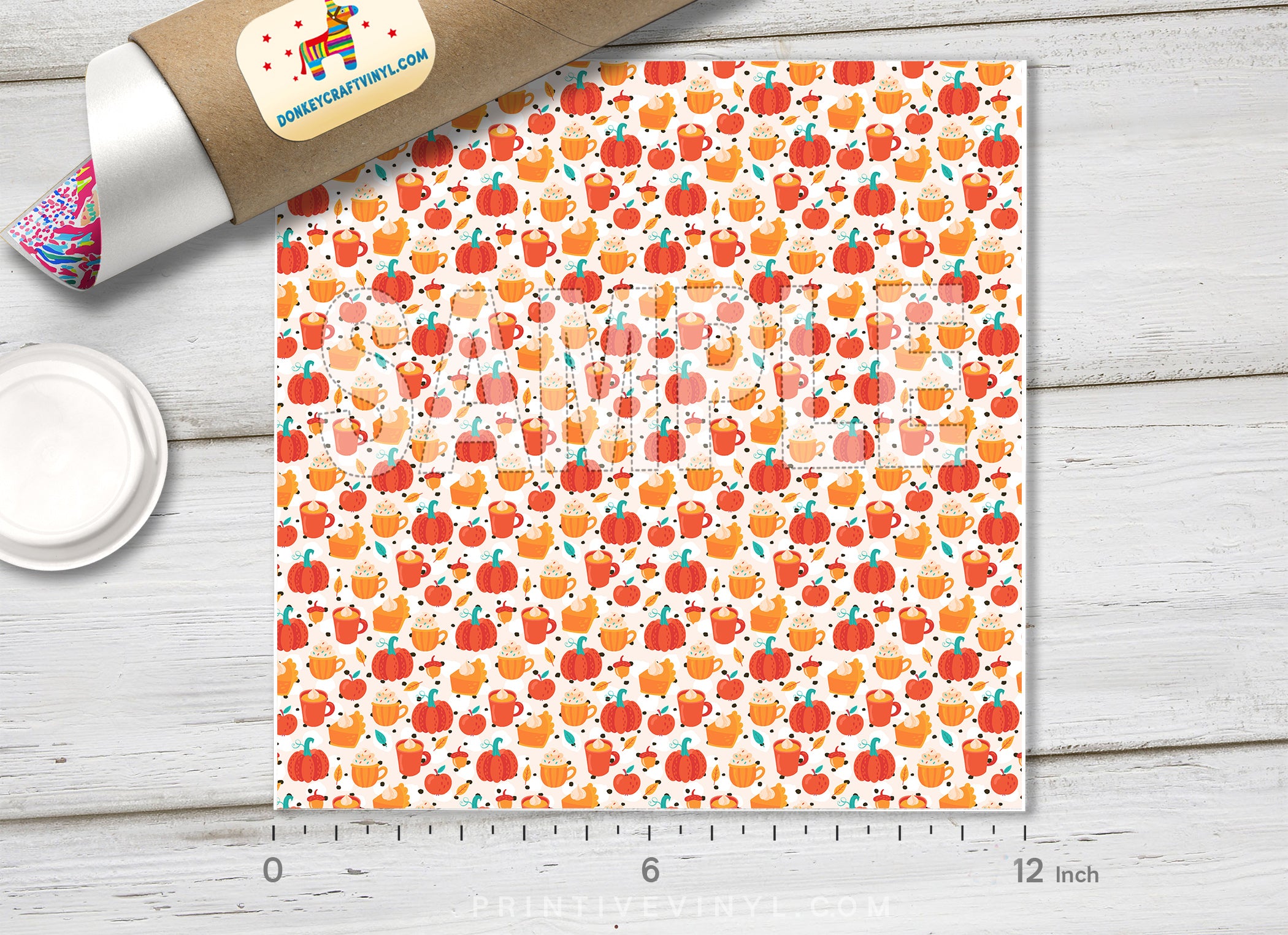 Spice Pumpkin Latte Patterned Adhesive Vinyl H047