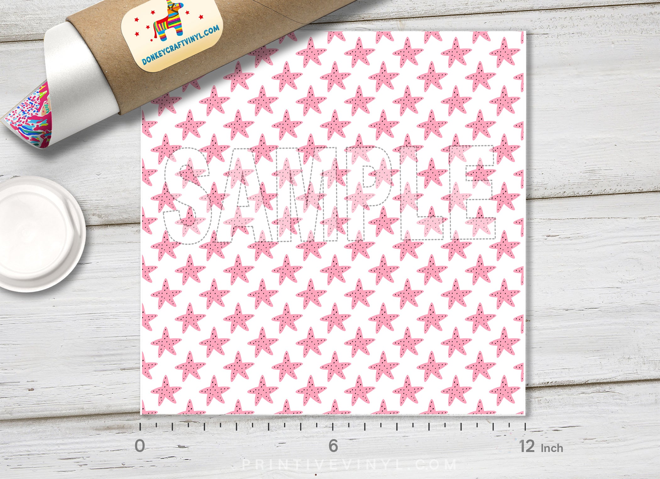 Pink Starfish Pattern Adhesive Vinyl 1554