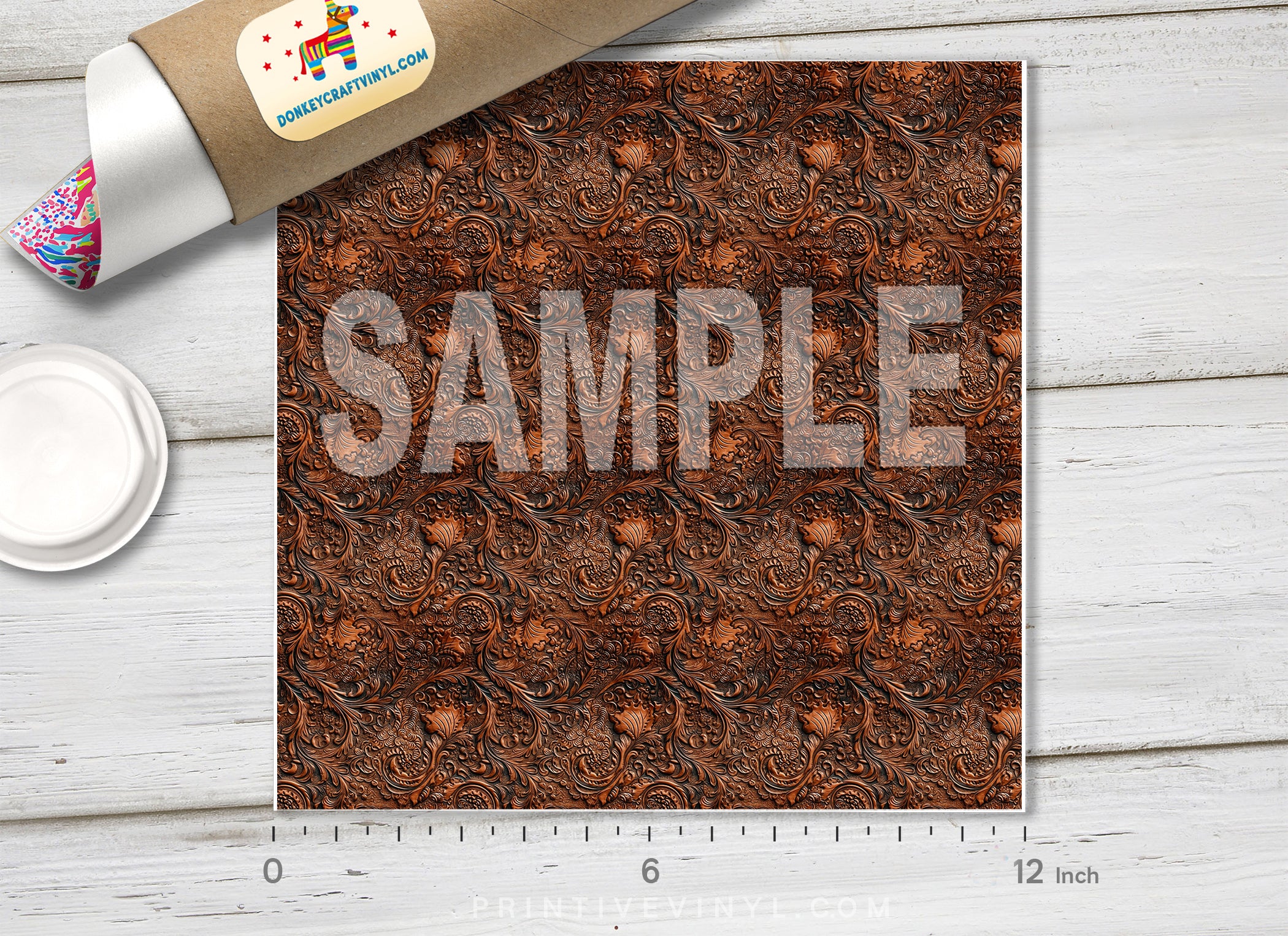 Western Tooled Leather printed HTV 1608