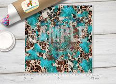Teal Mixed Animal Print Adhesive Vinyl 1611