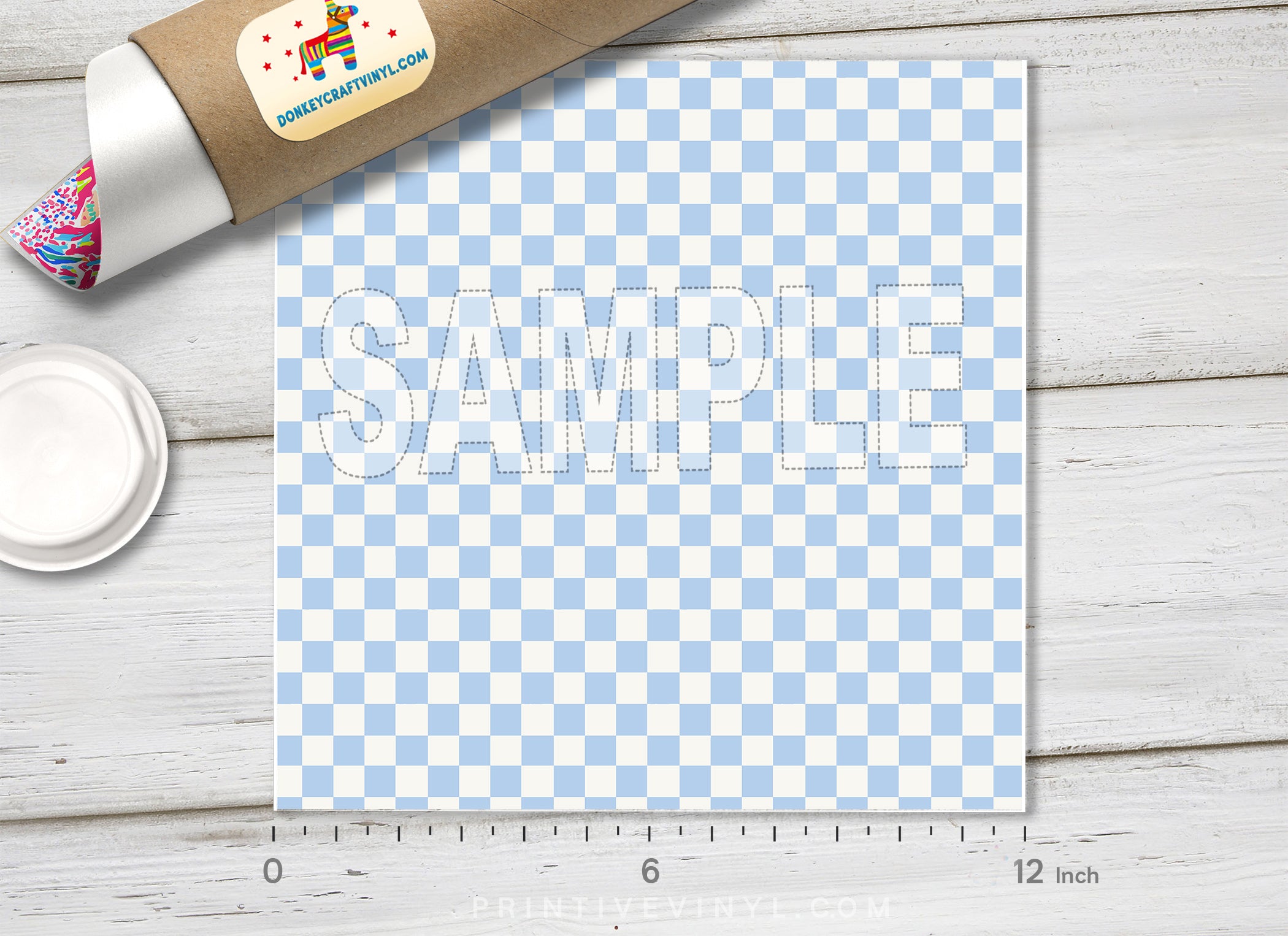 Light Blue Checkerboard Adhesive Vinyl 1627