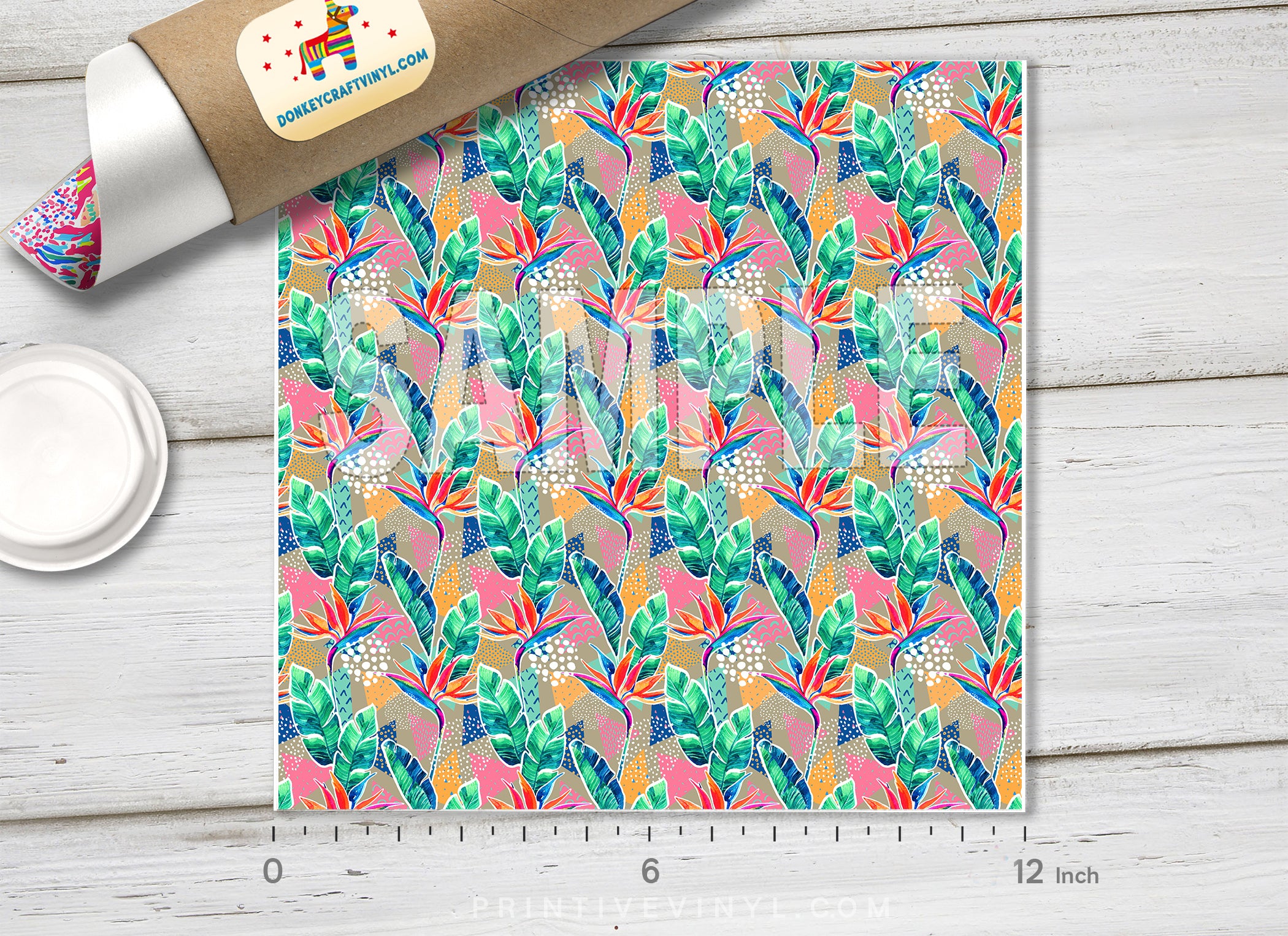 Modern Tropical Flowers Adhesive Vinyl 1158