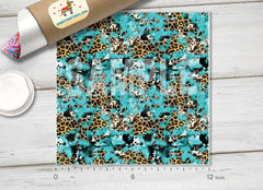 Teal Distressed Mixed Animal Print Pattern HTV 1569