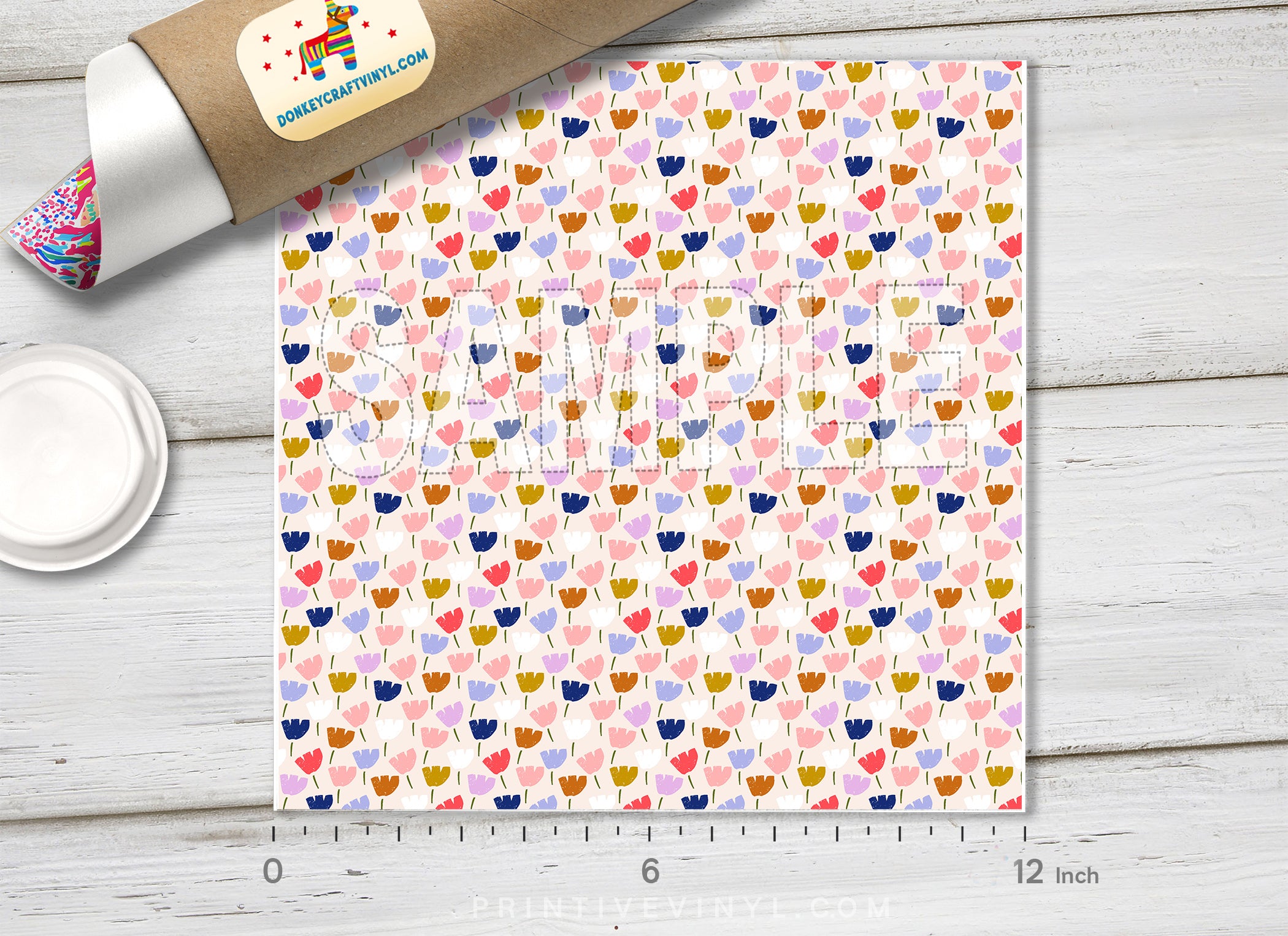 Retro Abstract Floral Patterned HTV 1469 - Donkey Craft Vinyl