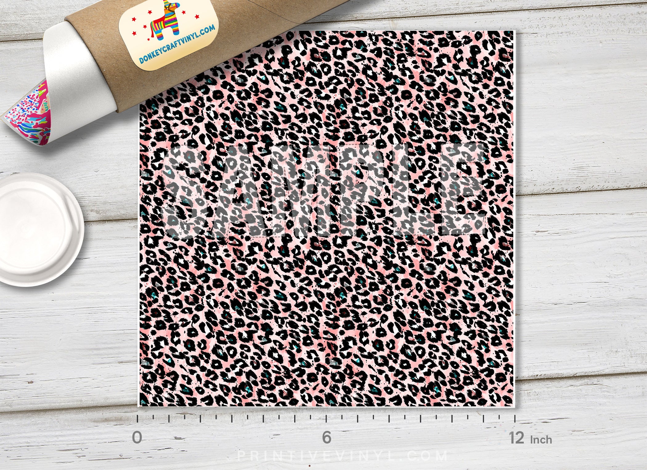 Pink Watercolor Leopard Print Adhesive Vinyl 1332 - Donkey Craft Vinyl