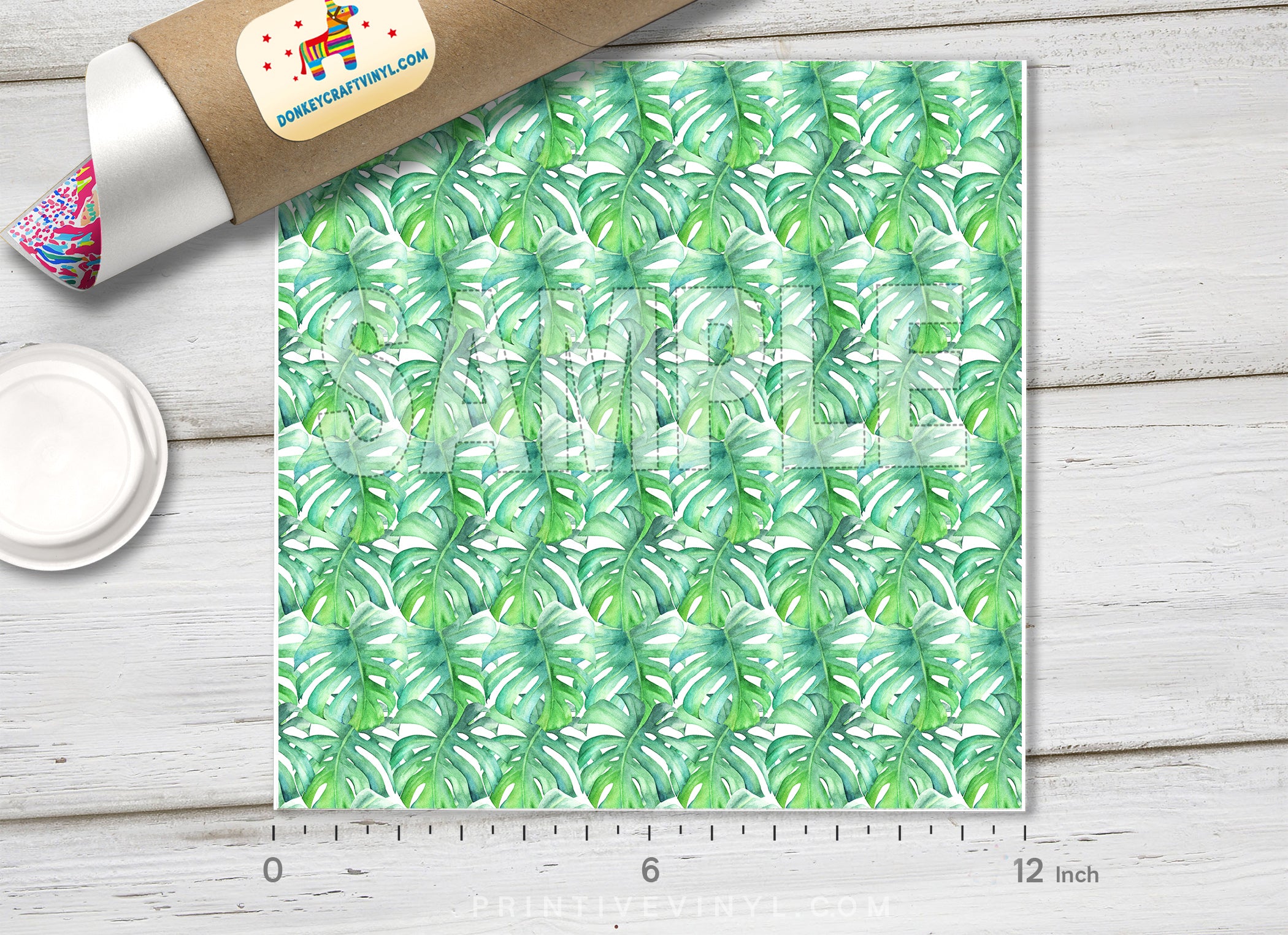 Monstera Leaf Pattern Adhesive Vinyl 1339 - Donkey Craft Vinyl