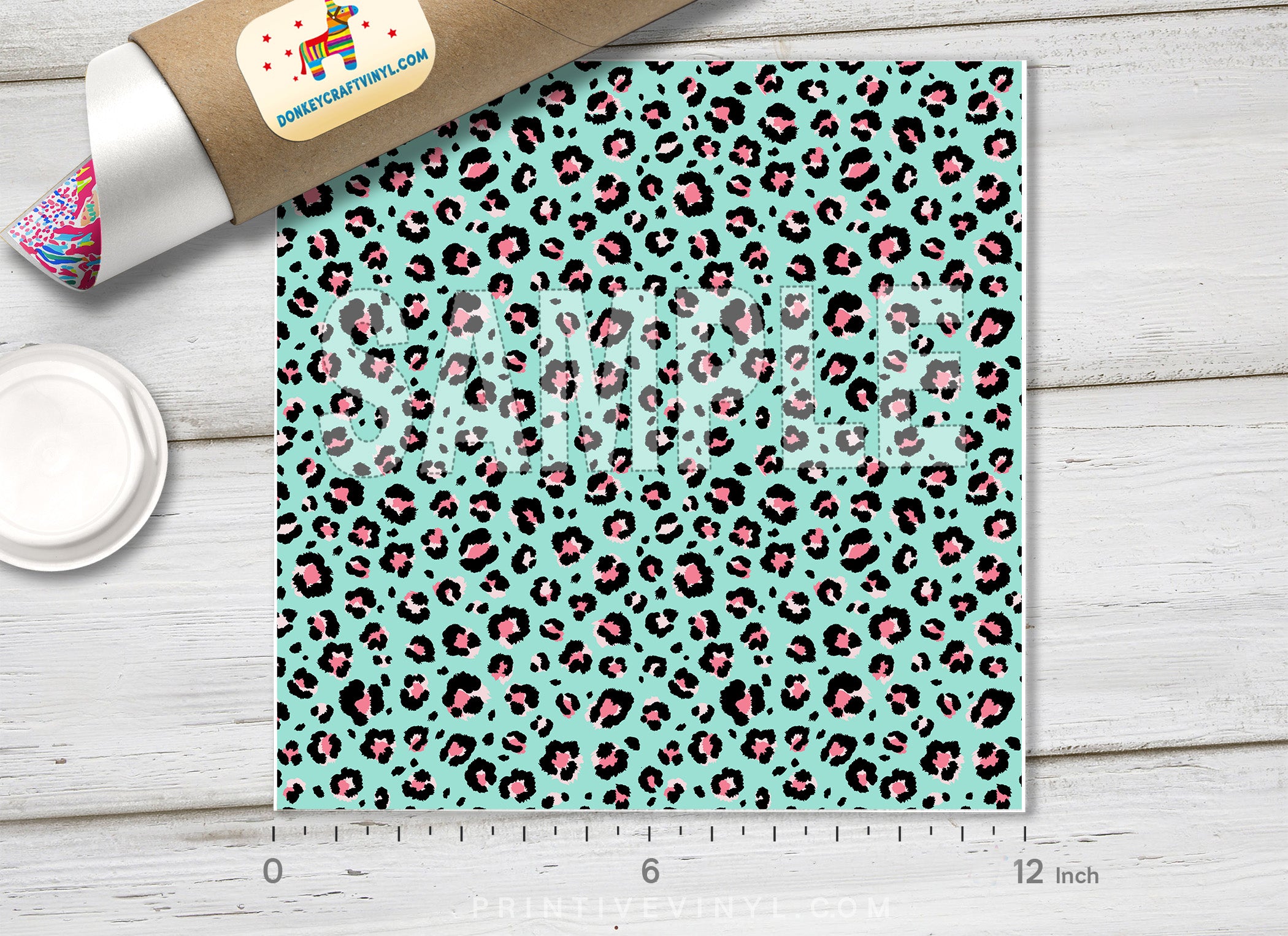 Teal Leopard Adhesive Vinyl 1048