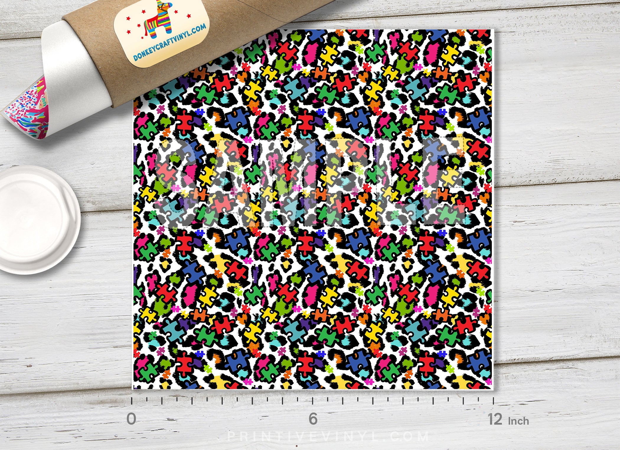 Autism Awareness Puzzle Leopard Adhesive Vinyl 1592