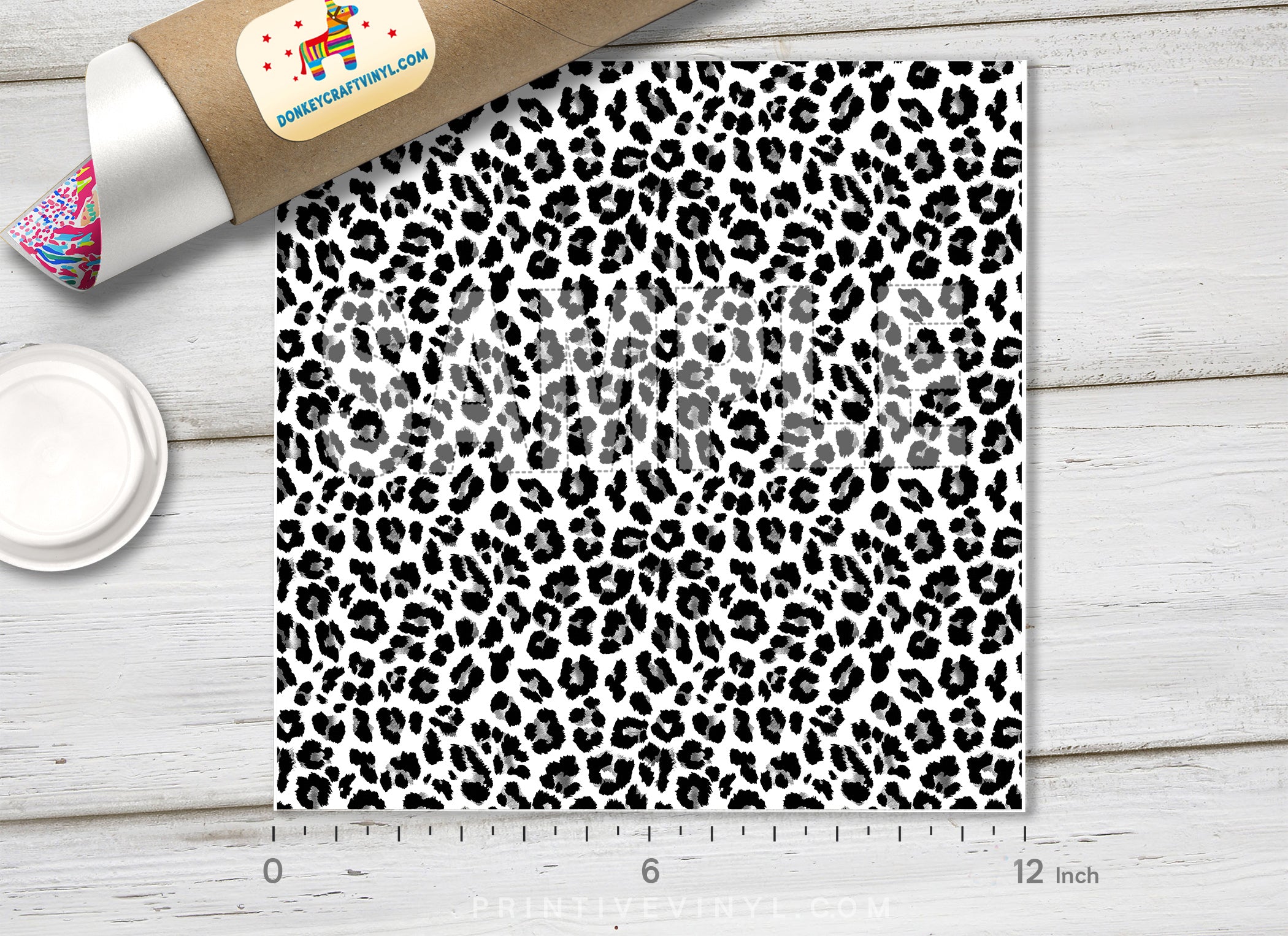 Black and White Leopard Print Adhesive Vinyl 1333 - Donkey Craft Vinyl
