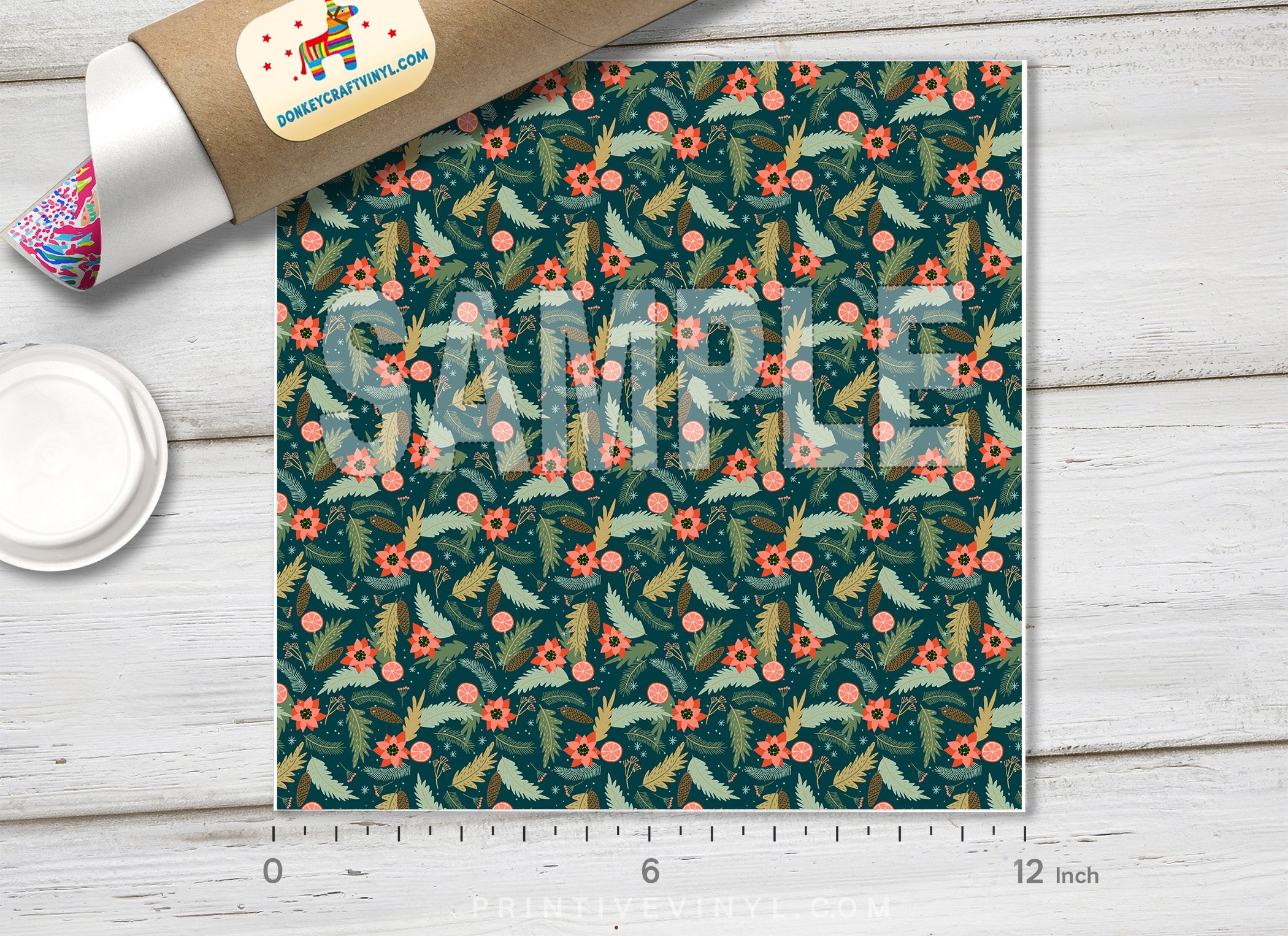 Retro Christmas Patterned Adhesive Vinyl X007